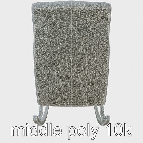 Elegant Plush Rocking Chair Model Low-poly 3D model 7