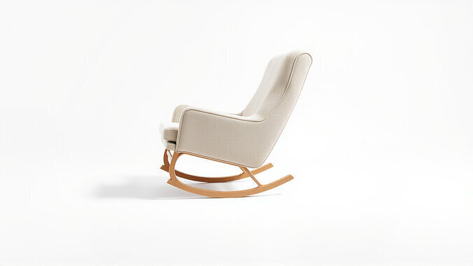 Elegant Plush Rocking Chair Model Low-poly 3D model 4