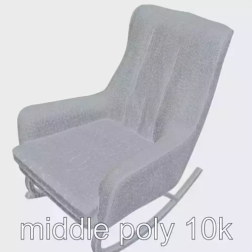 Elegant Plush Rocking Chair Model Low-poly 3D model