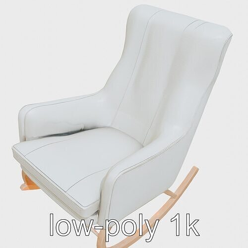 Elegant Plush Rocking Chair Model Low-poly 3D model 3