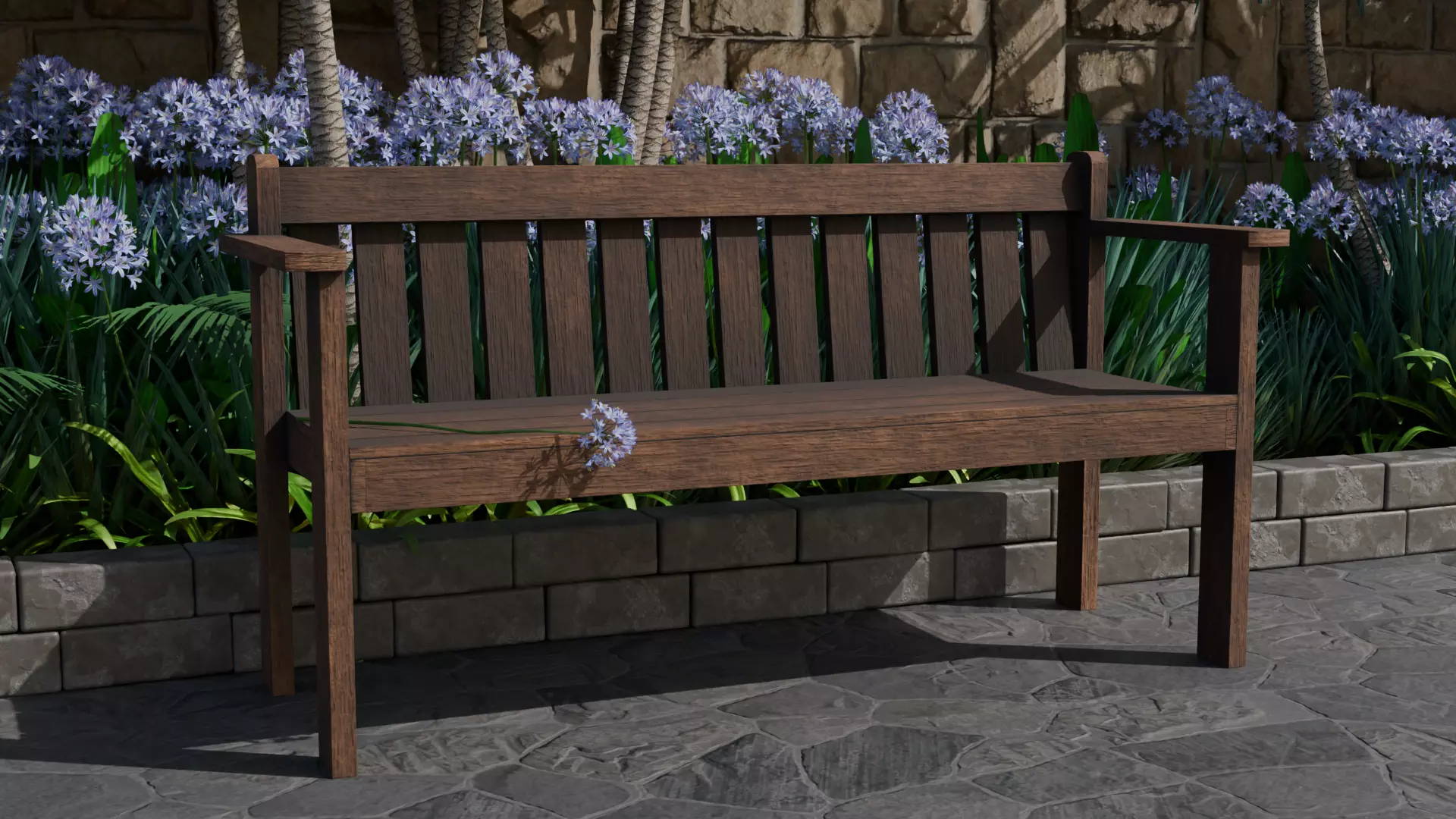Nr-01 Wooden Park Bench Low-poly 3D model