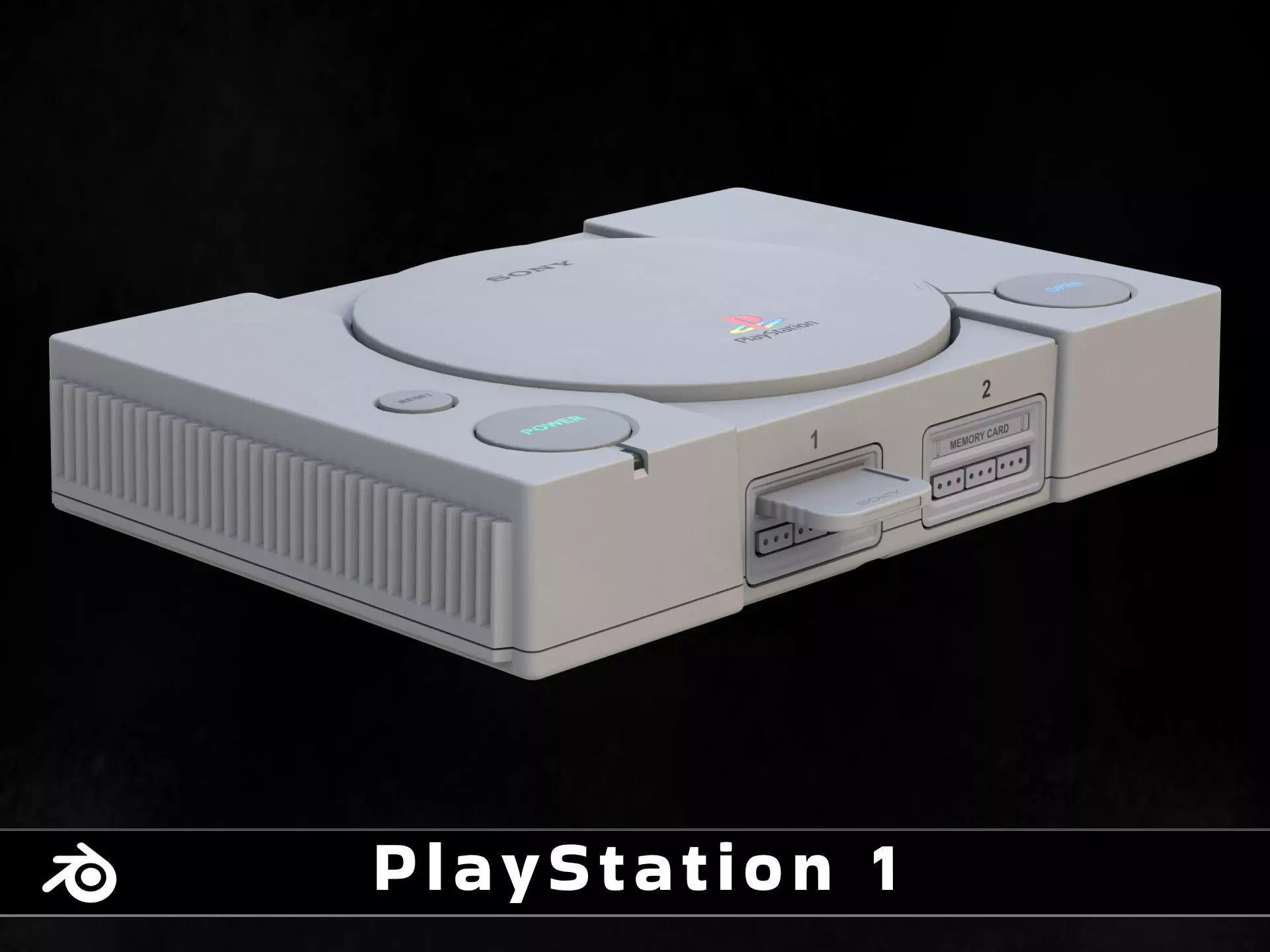 PlayStation 1 Console with Memory Card Low-poly 3D model