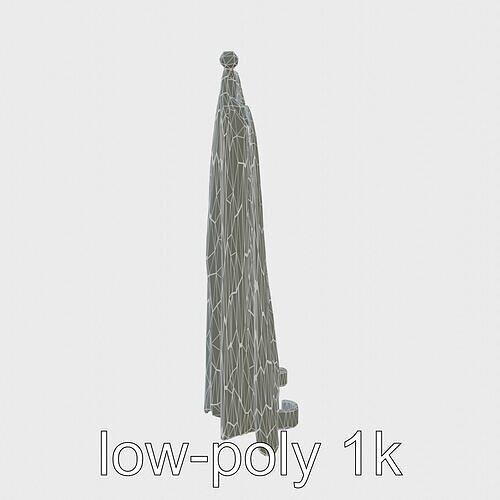 Elegant Patterned Curtains with Airy Texture Low-poly 3D model