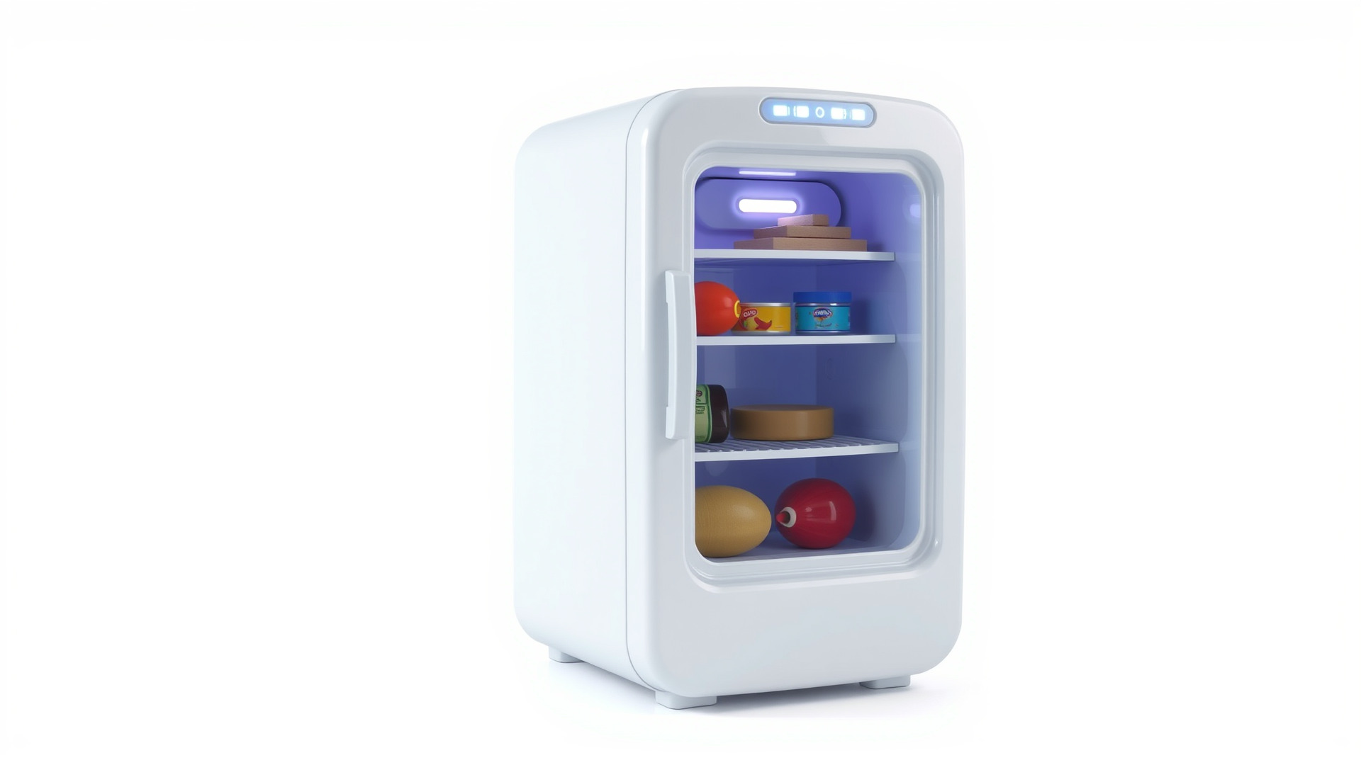 Cartoon Refrigerator with Rounded Edges and Illustrated Contents Low-poly 3D model_3