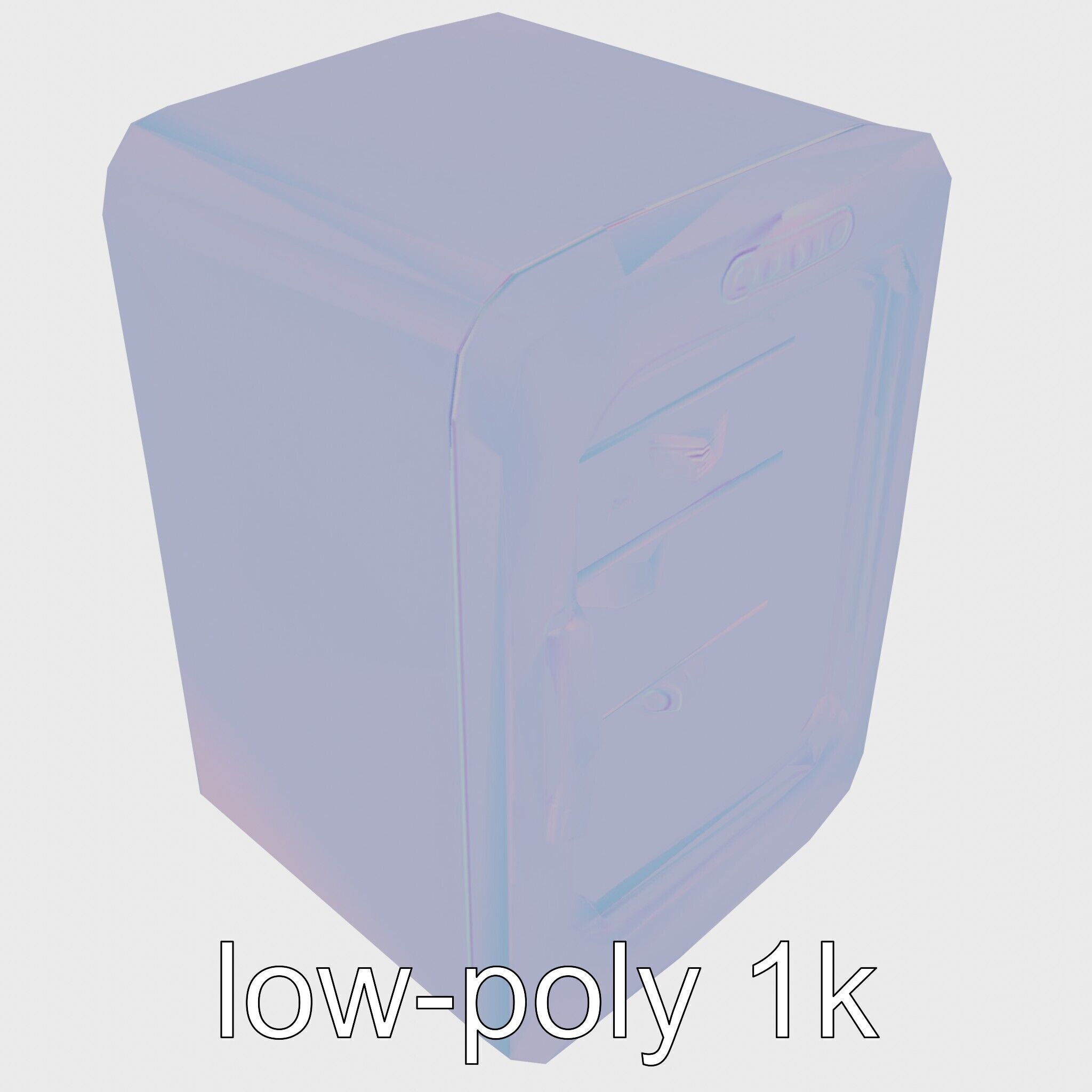 Cartoon Refrigerator with Rounded Edges and Illustrated Contents Low-poly 3D model_30
