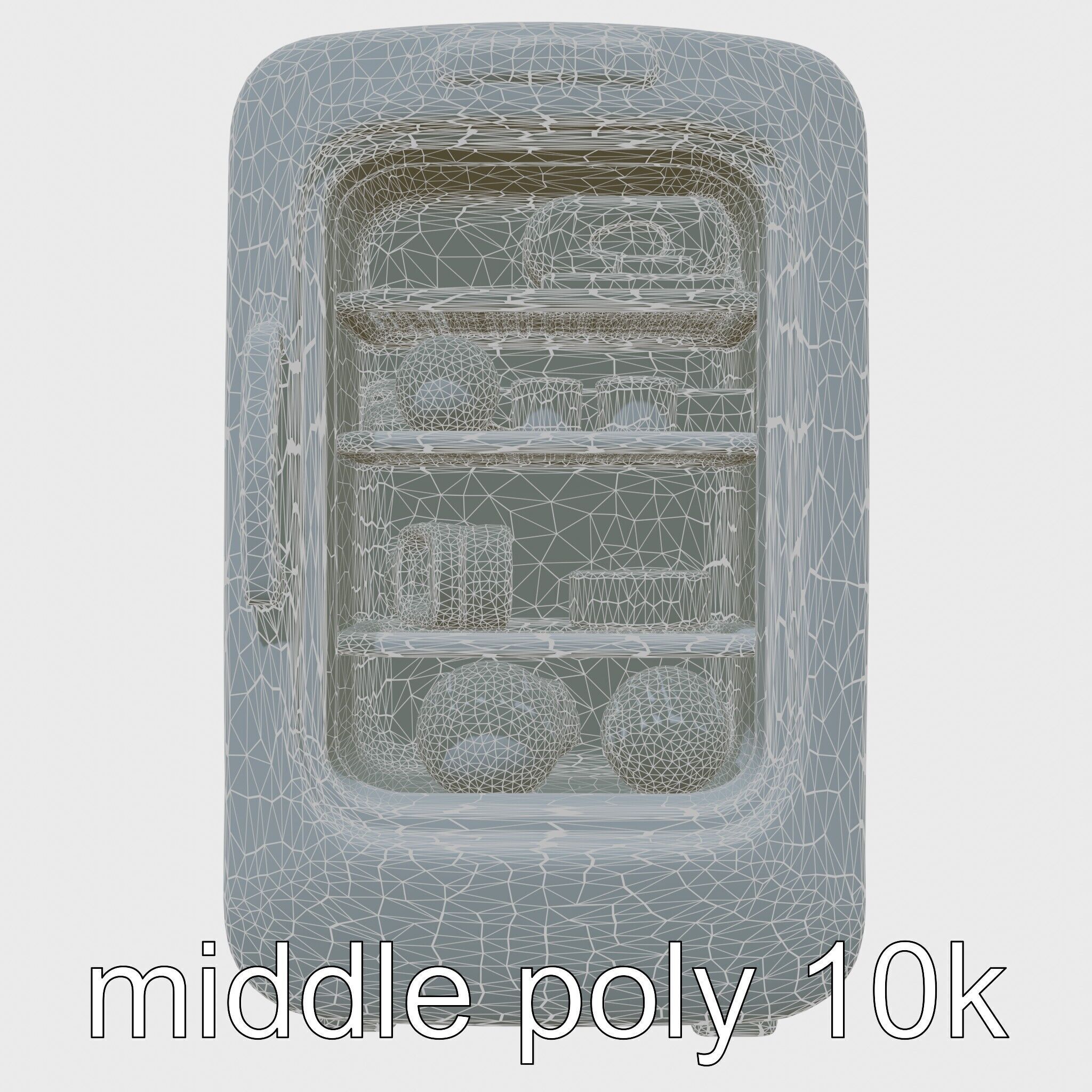 Cartoon Refrigerator with Rounded Edges and Illustrated Contents Low-poly 3D model_25