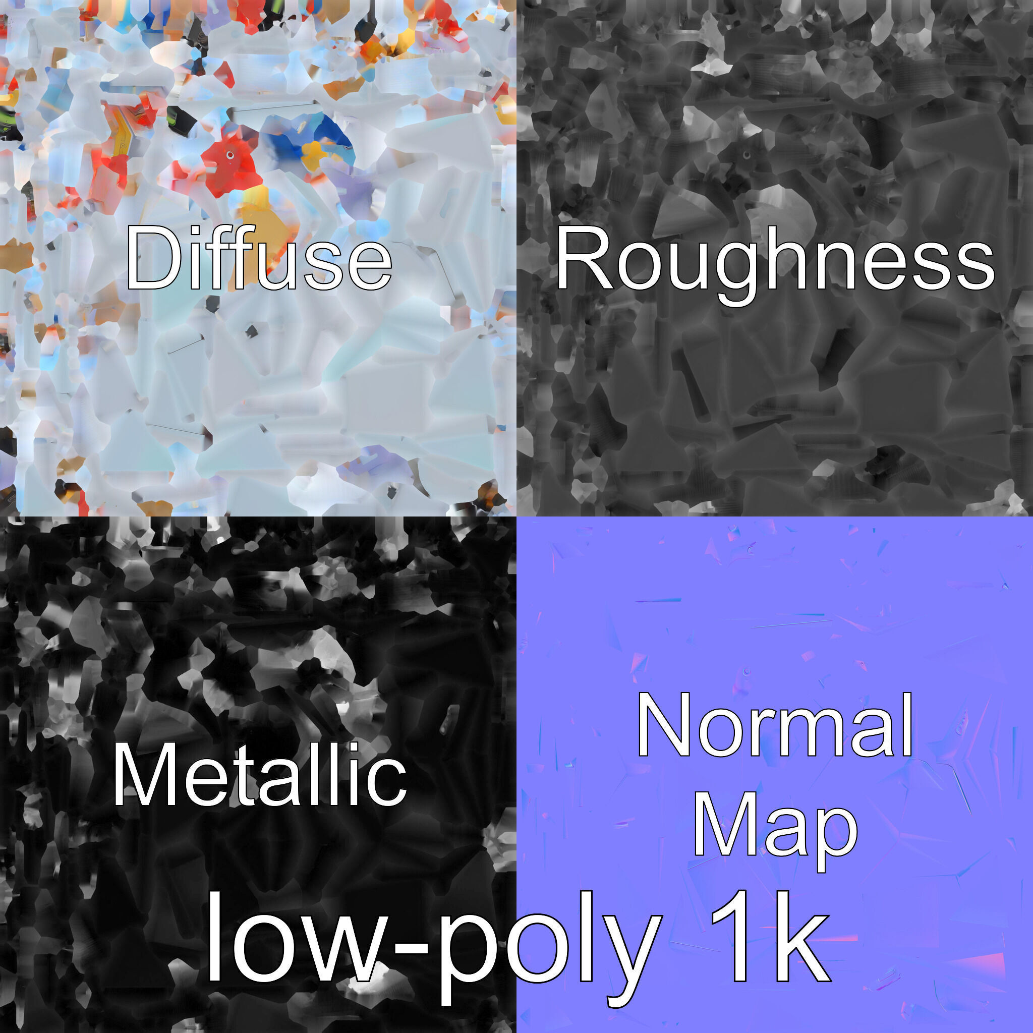 Cartoon Refrigerator with Rounded Edges and Illustrated Contents Low-poly 3D model_1