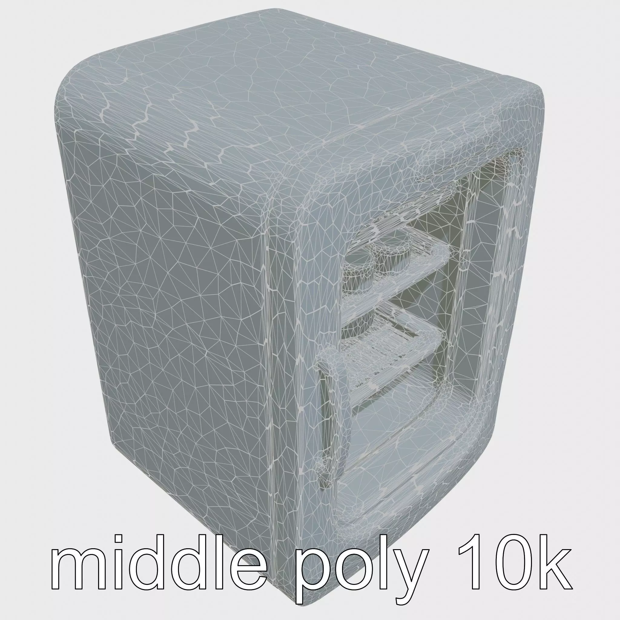 Cartoon Refrigerator with Rounded Edges and Illustrated Contents Low-poly 3D model_0