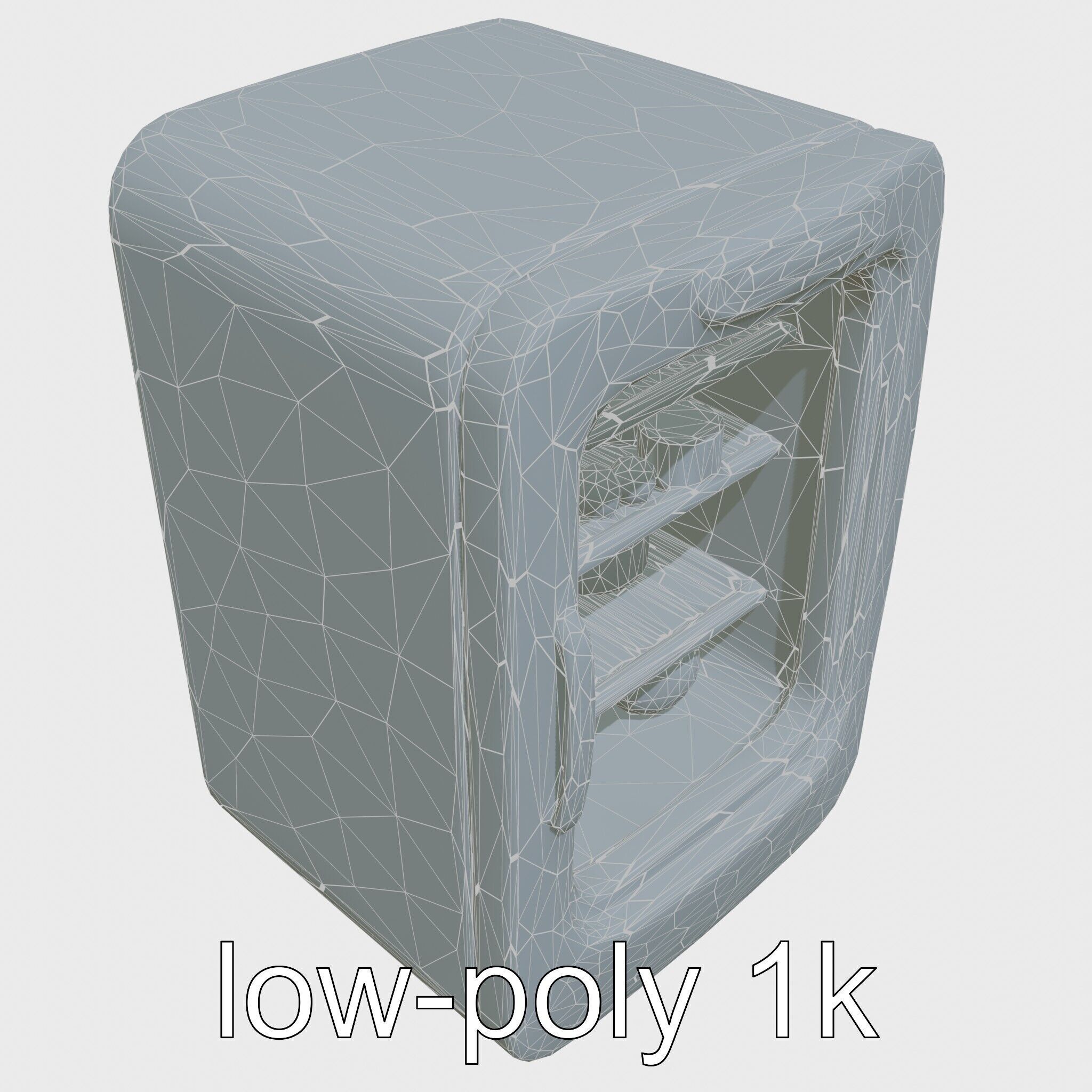 Cartoon Refrigerator with Rounded Edges and Illustrated Contents Low-poly 3D model_2