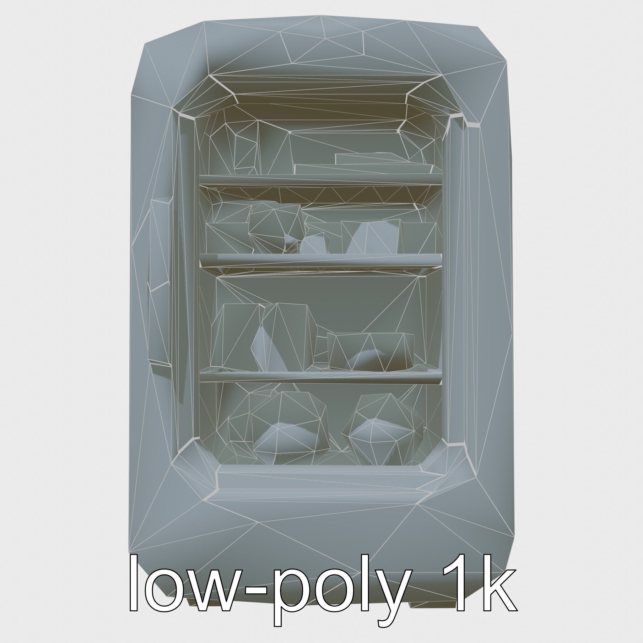 Cartoon Refrigerator with Rounded Edges and Illustrated Contents Low-poly 3D model_13