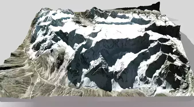 Mountain landscape The Arwa Group Himalayan peaks 3D model