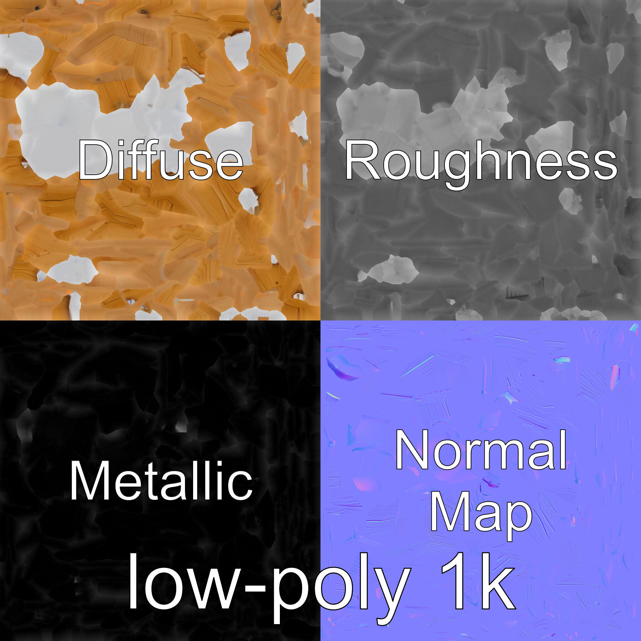 Wooden Breakfast Table with Smiling Surface Low-poly 3D model_1