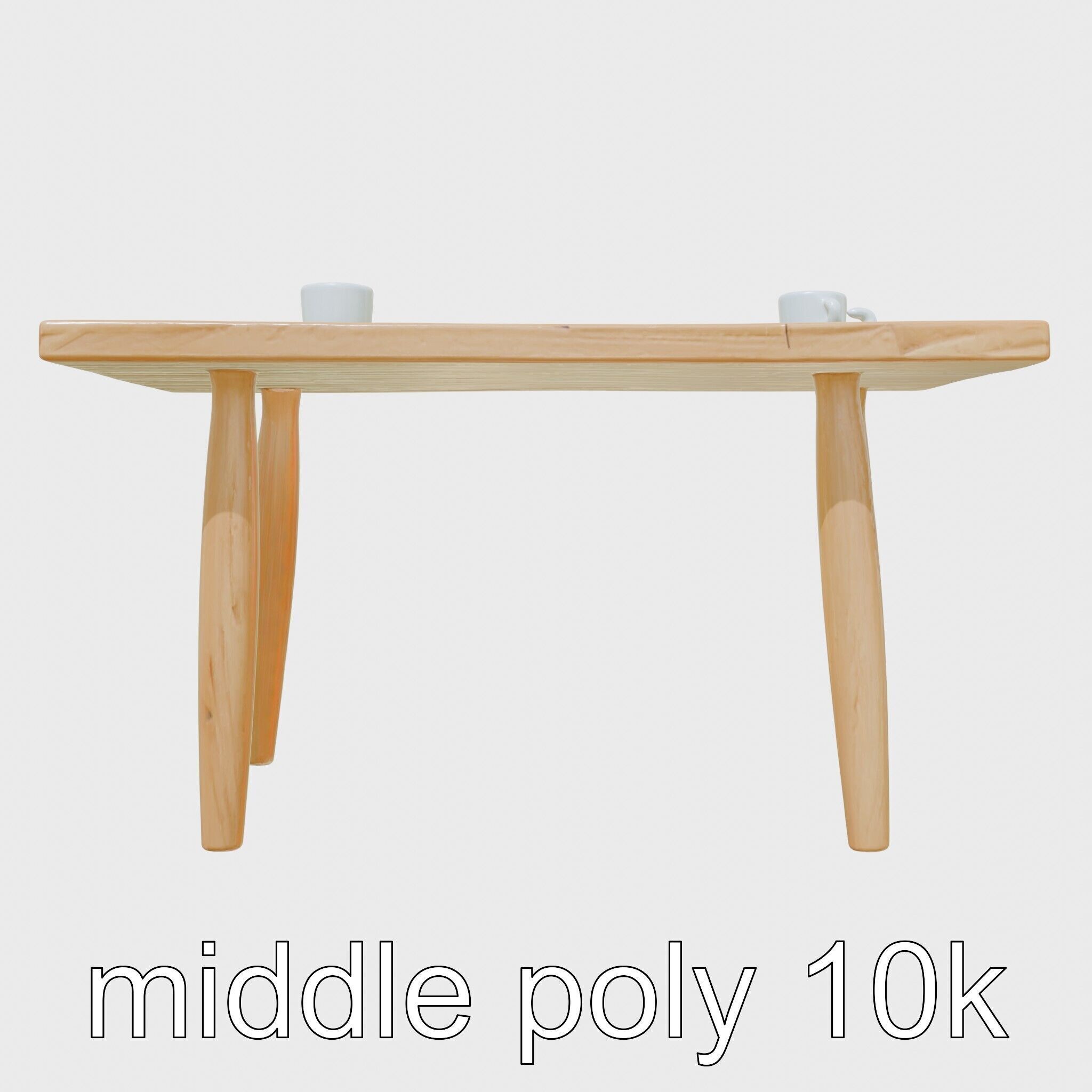 Wooden Breakfast Table with Smiling Surface Low-poly 3D model_29