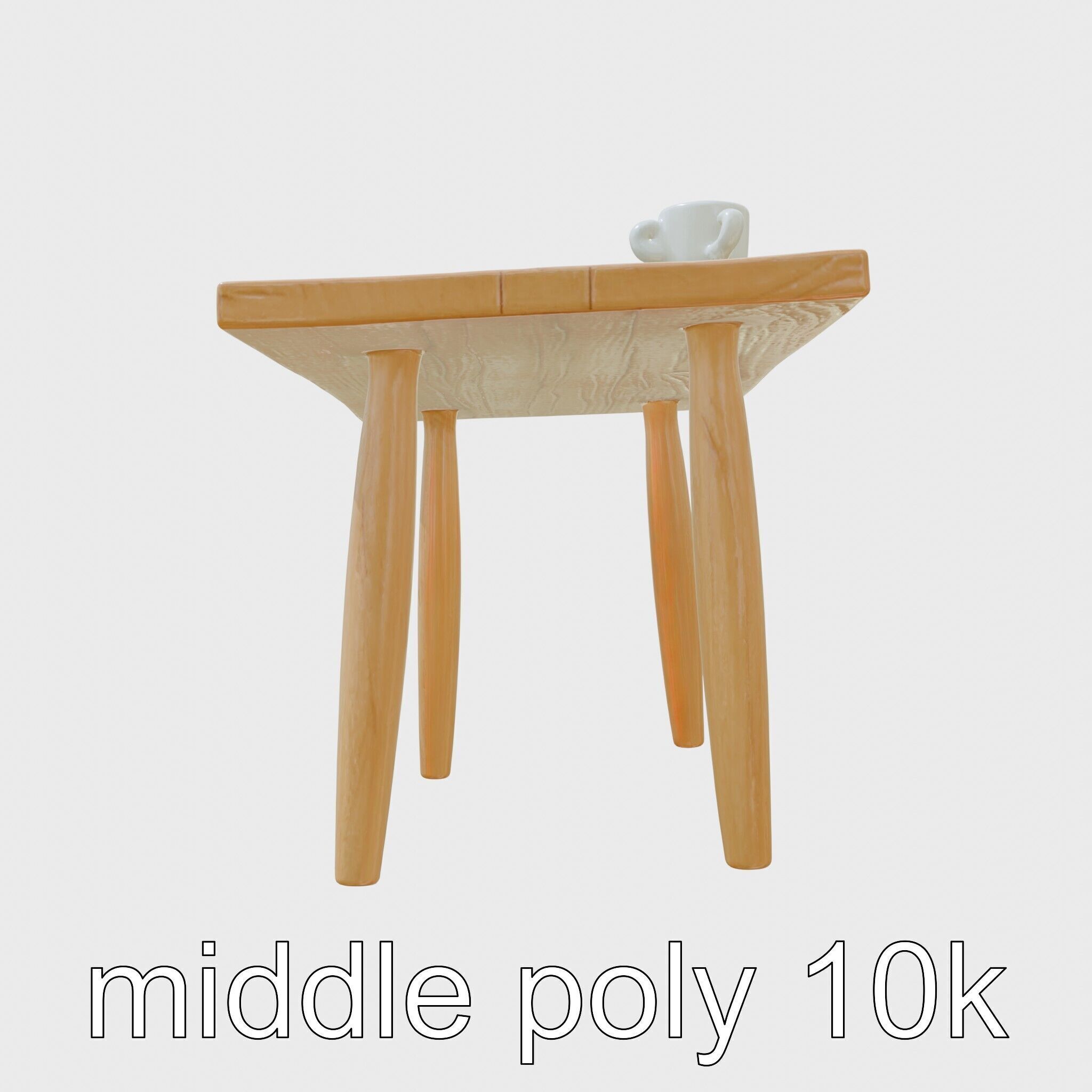Wooden Breakfast Table with Smiling Surface Low-poly 3D model_5