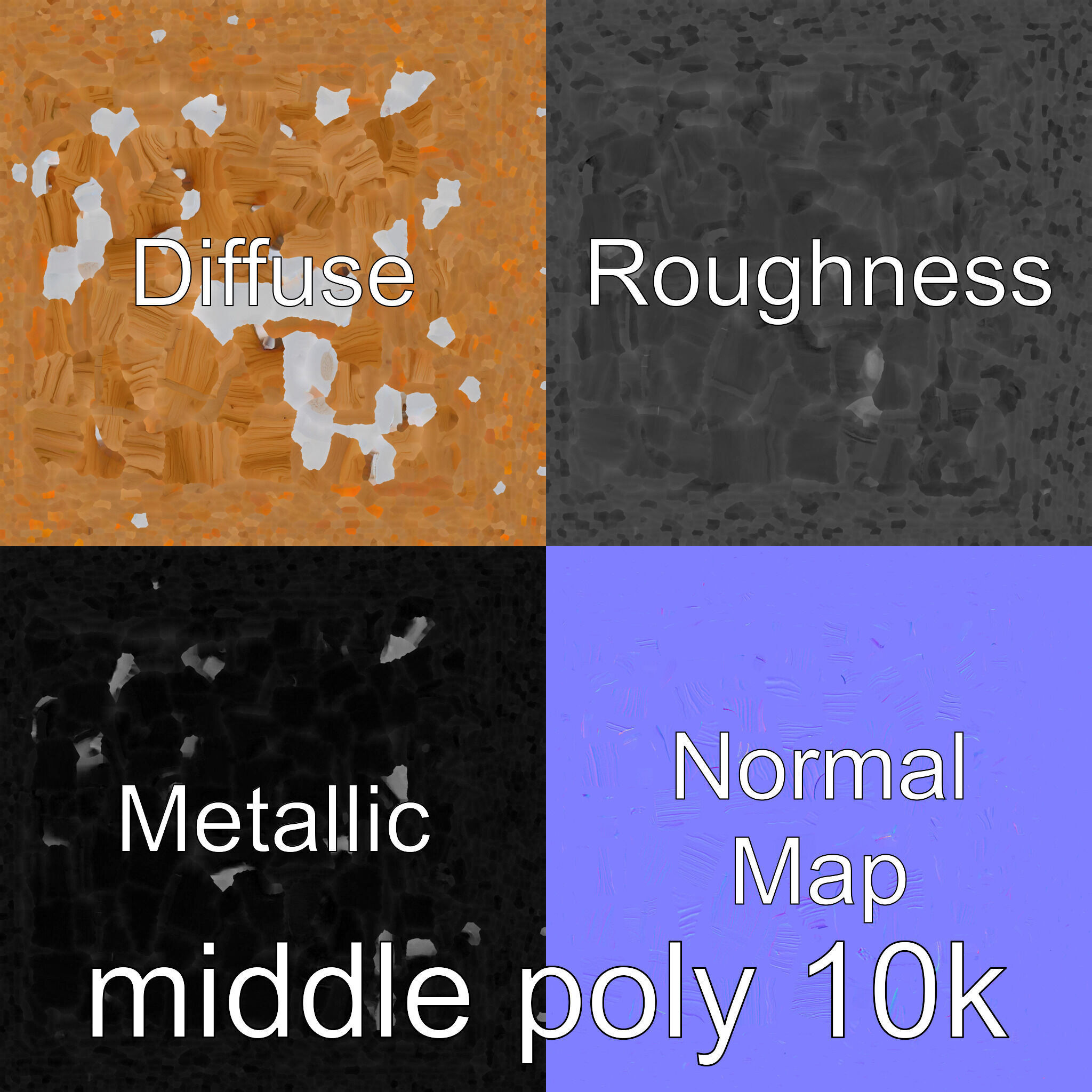 Wooden Breakfast Table with Smiling Surface Low-poly 3D model_19