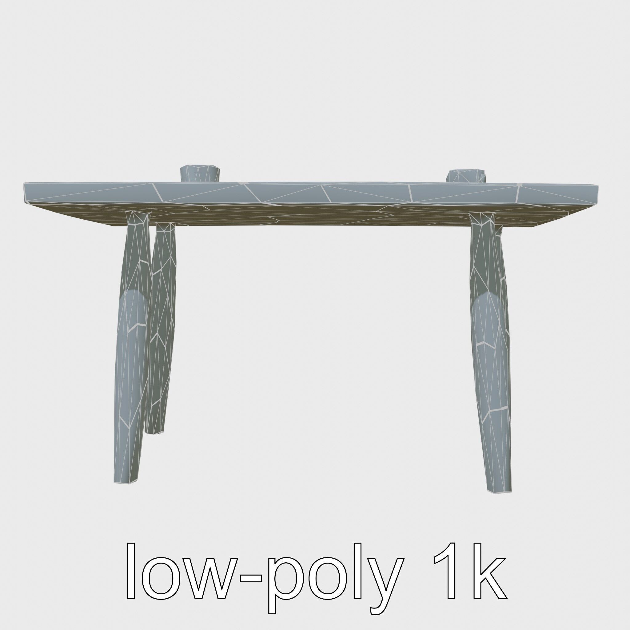 Wooden Breakfast Table with Smiling Surface Low-poly 3D model_25