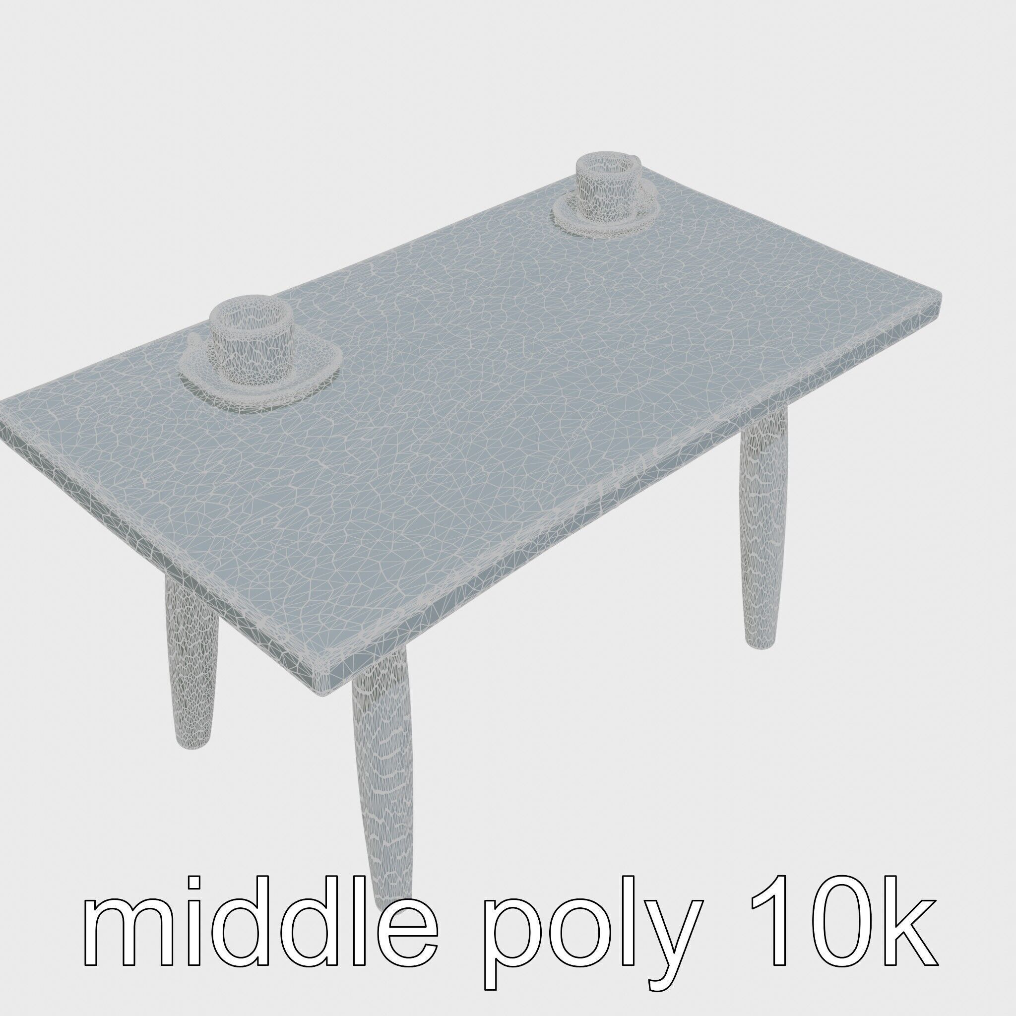 Wooden Breakfast Table with Smiling Surface Low-poly 3D model_7