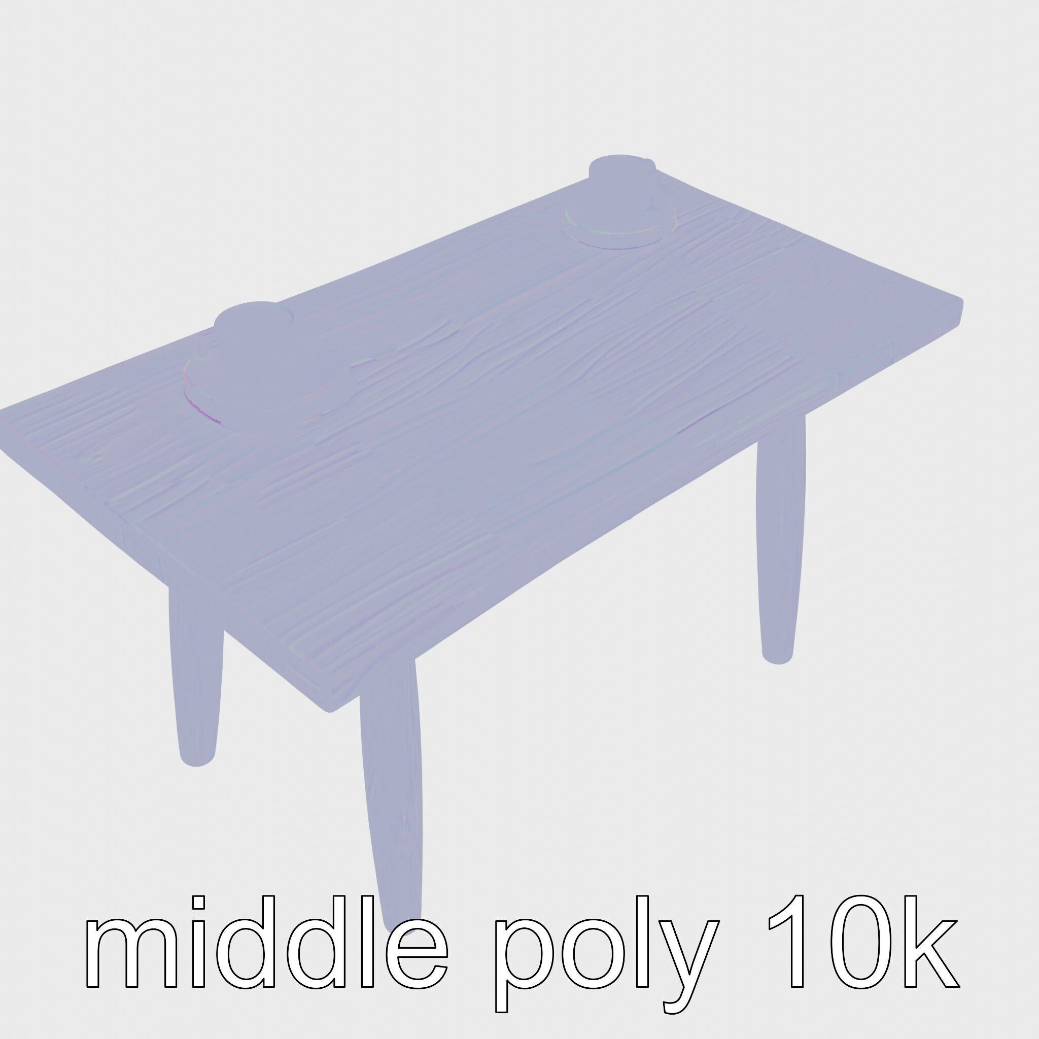 Wooden Breakfast Table with Smiling Surface Low-poly 3D model_20