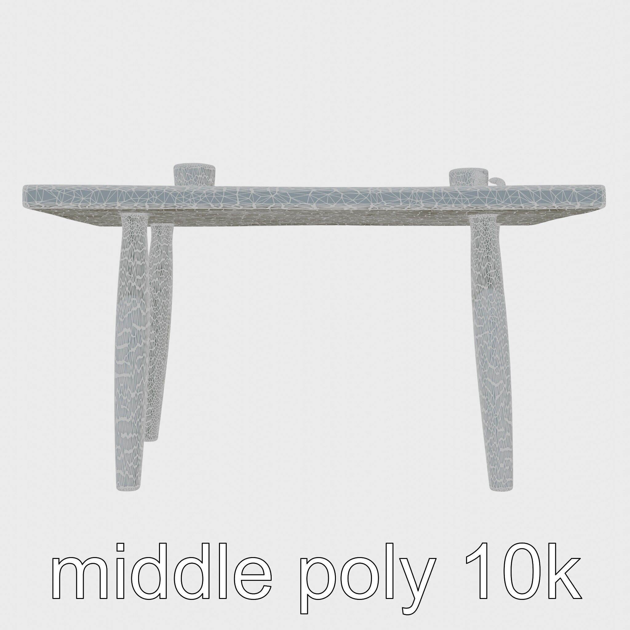 Wooden Breakfast Table with Smiling Surface Low-poly 3D model_14