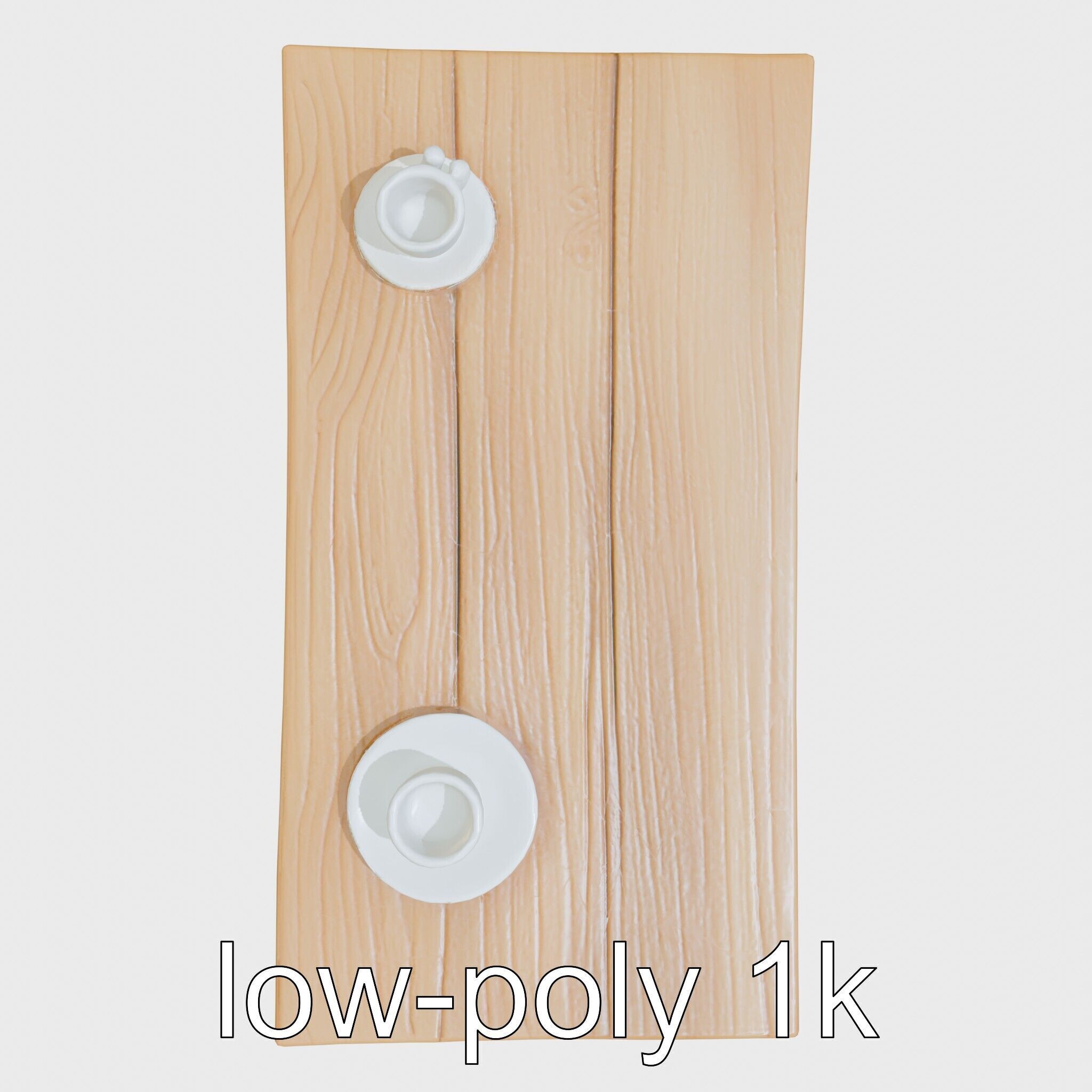 Wooden Breakfast Table with Smiling Surface Low-poly 3D model_15