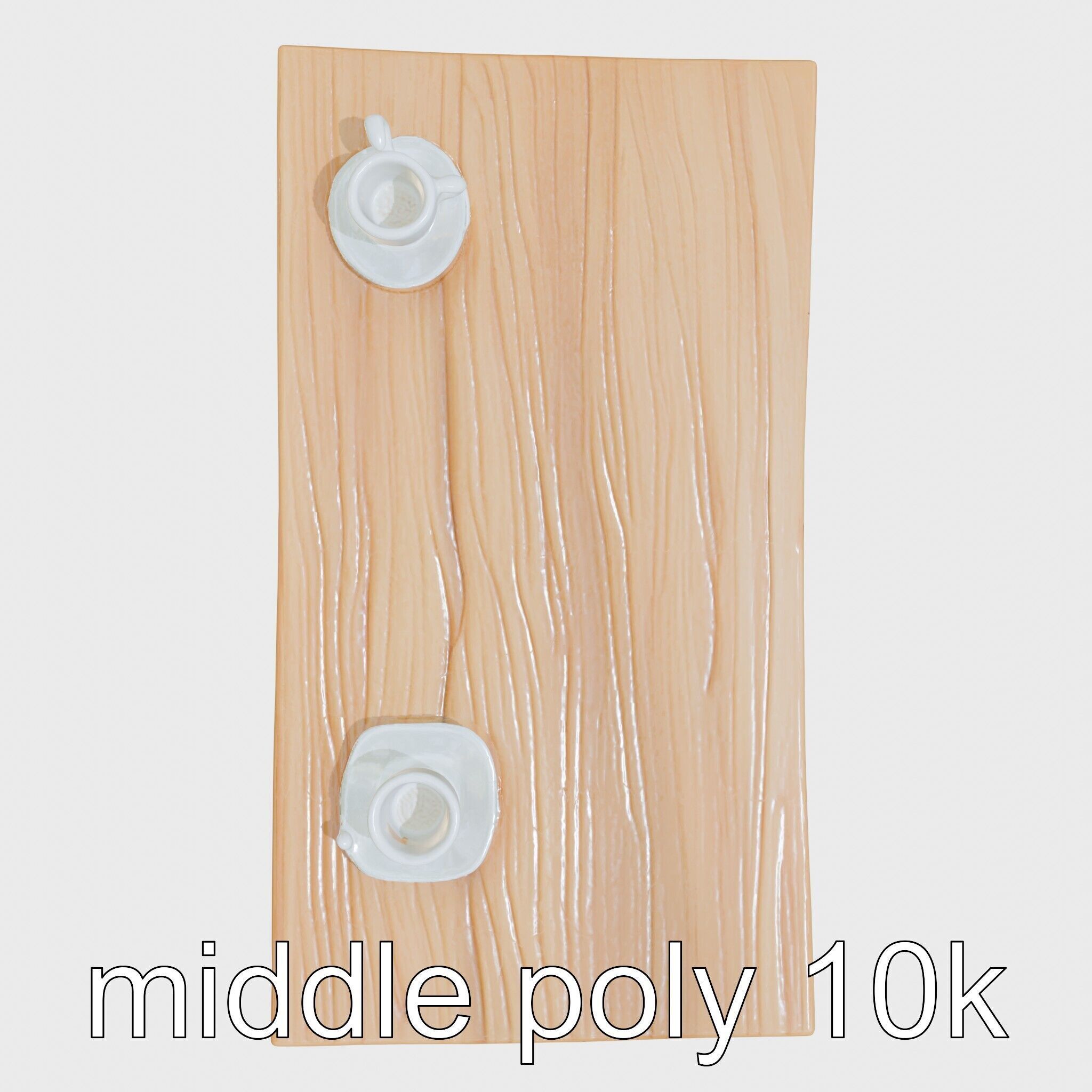 Wooden Breakfast Table with Smiling Surface Low-poly 3D model_10