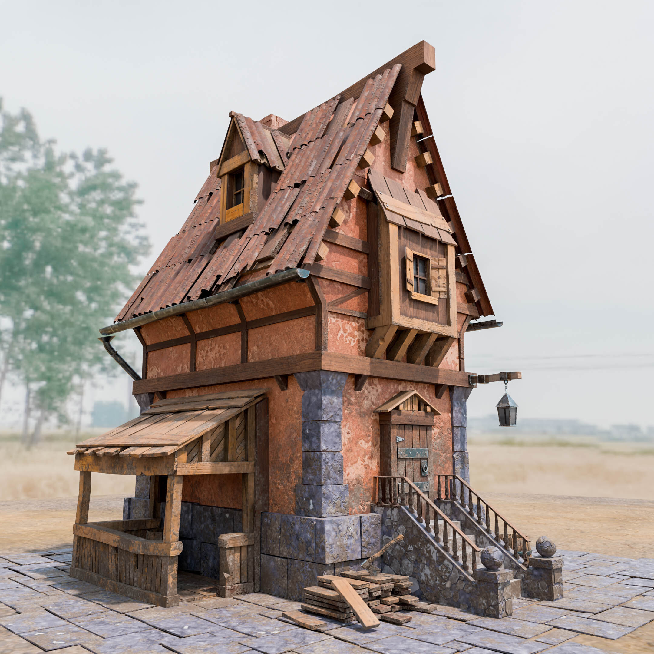 The house of the forester-lumberjack 3D model_1