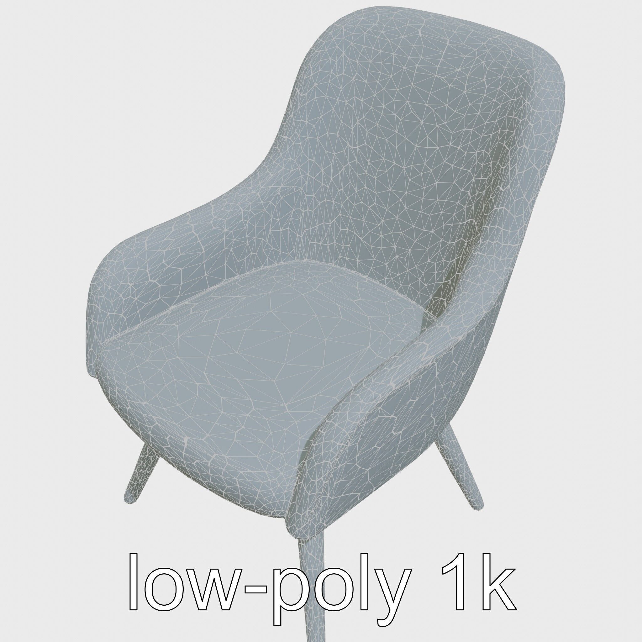 Comical Chair with Curved Backrest Low-poly 3D model_12