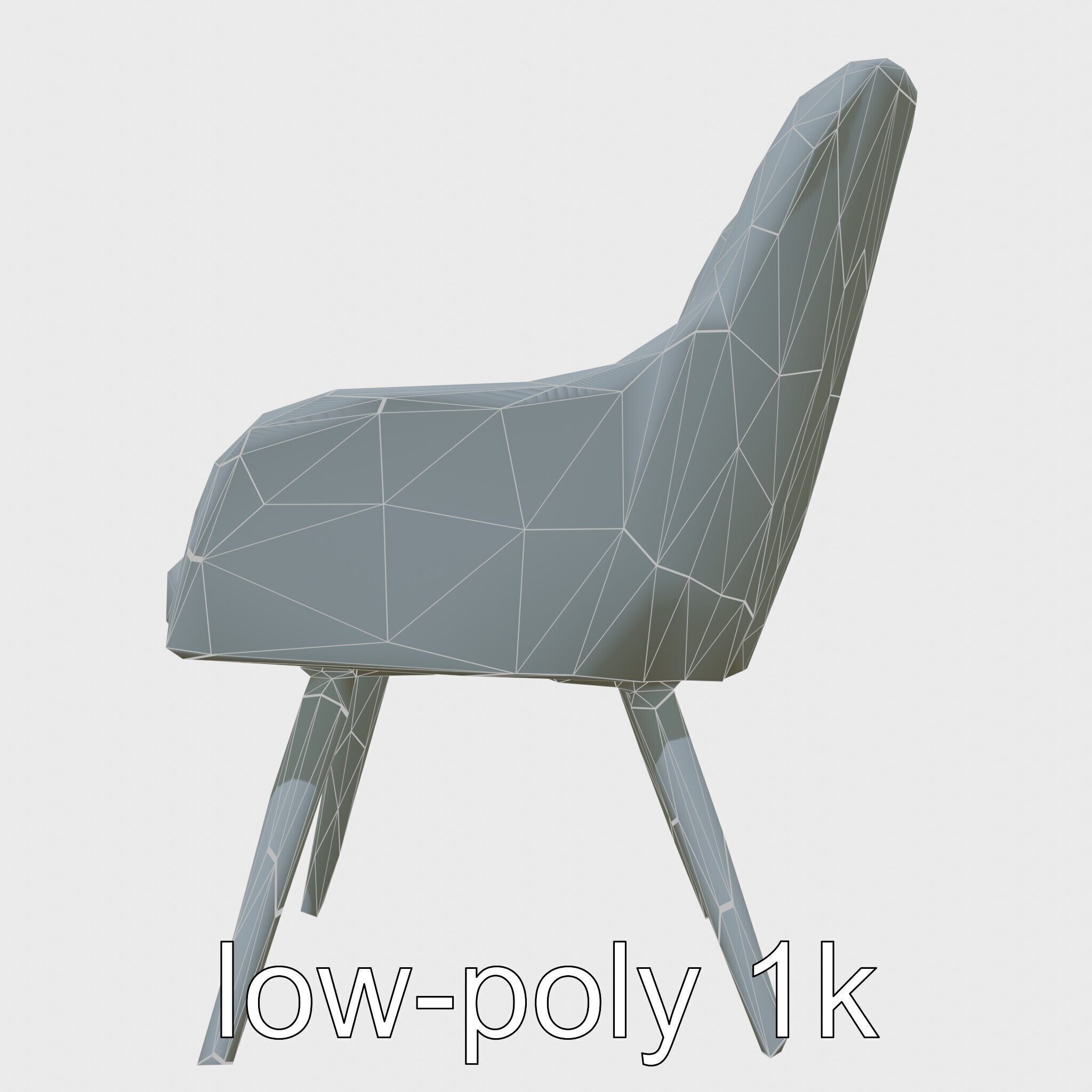Comical Chair with Curved Backrest Low-poly 3D model_16