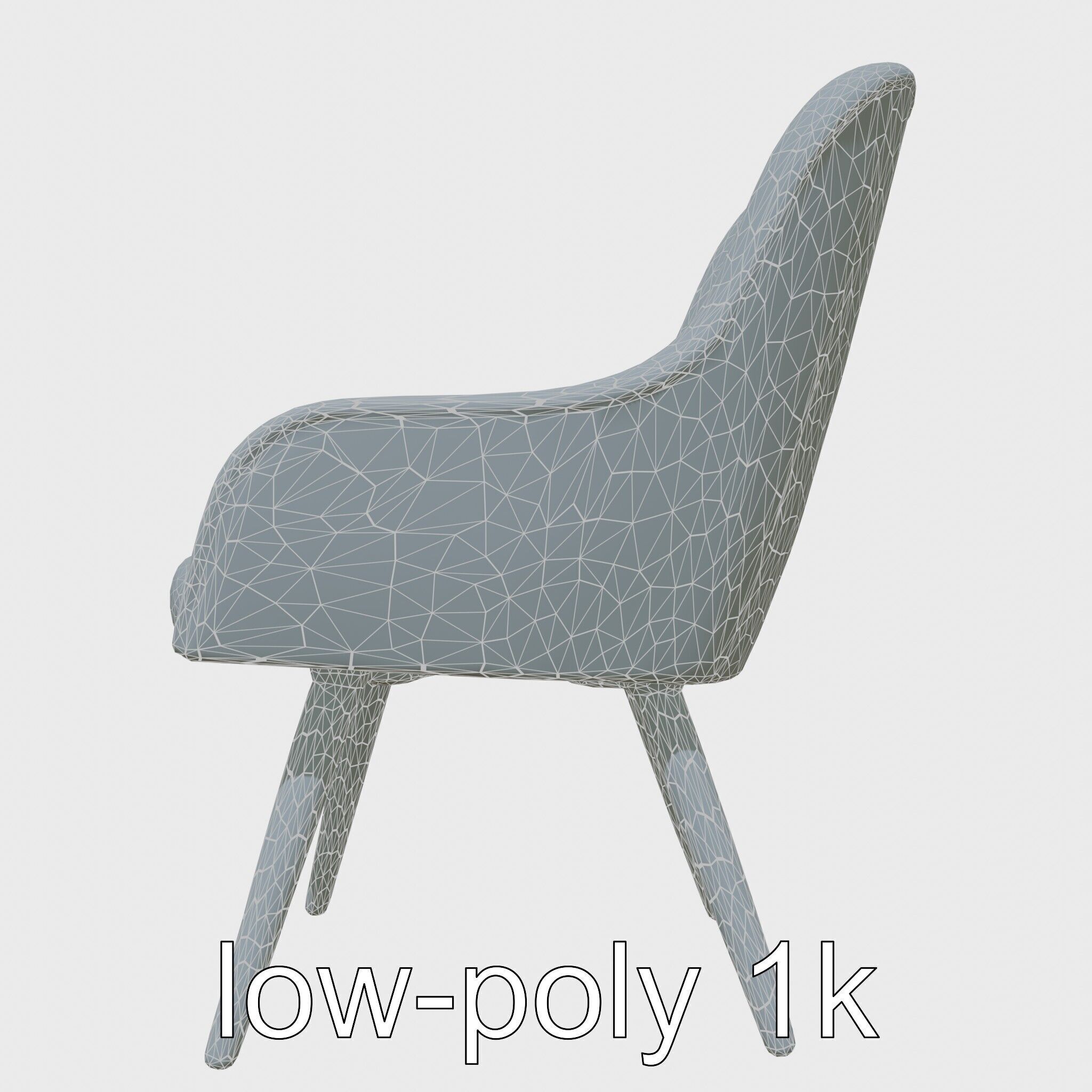 Comical Chair with Curved Backrest Low-poly 3D model_13