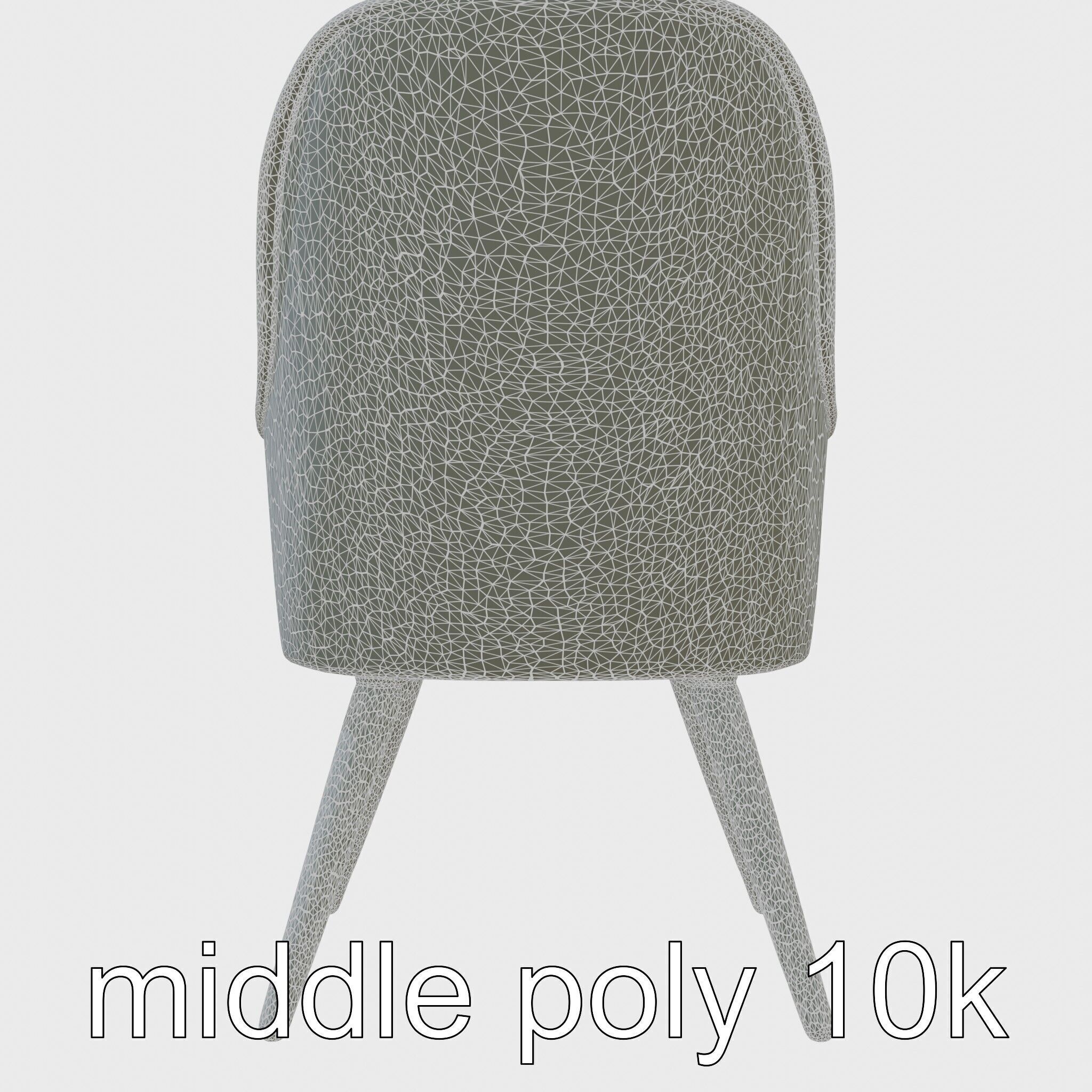 Comical Chair with Curved Backrest Low-poly 3D model_6