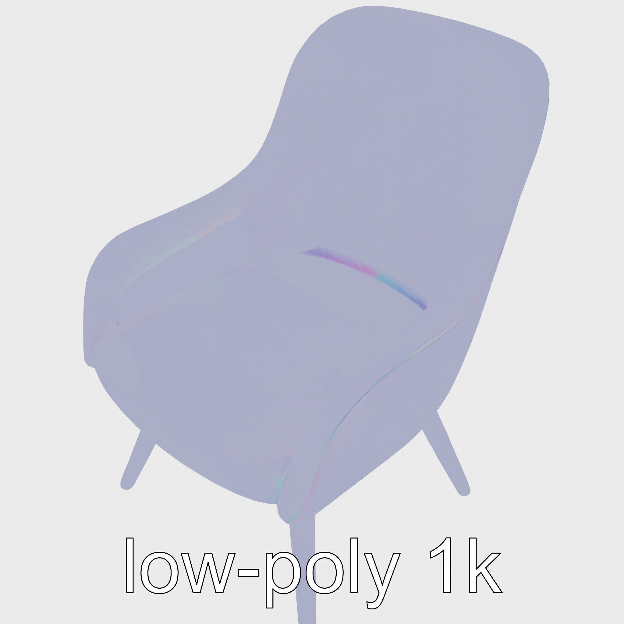 Comical Chair with Curved Backrest Low-poly 3D model_28