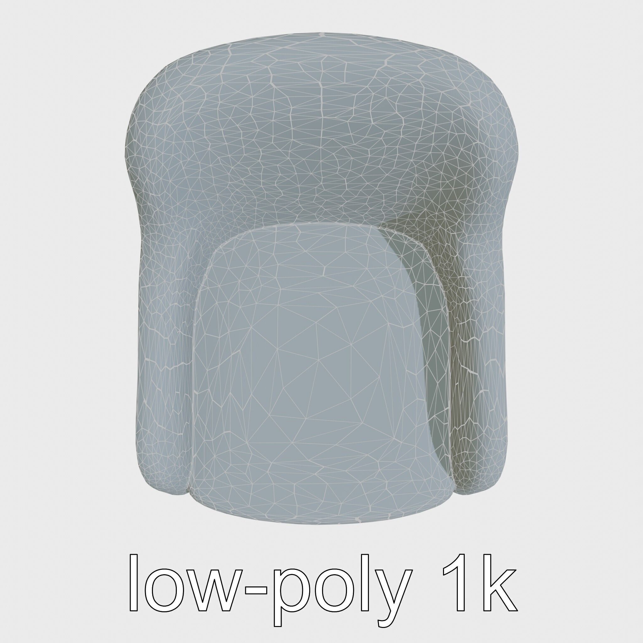 Comical Chair with Curved Backrest Low-poly 3D model_30