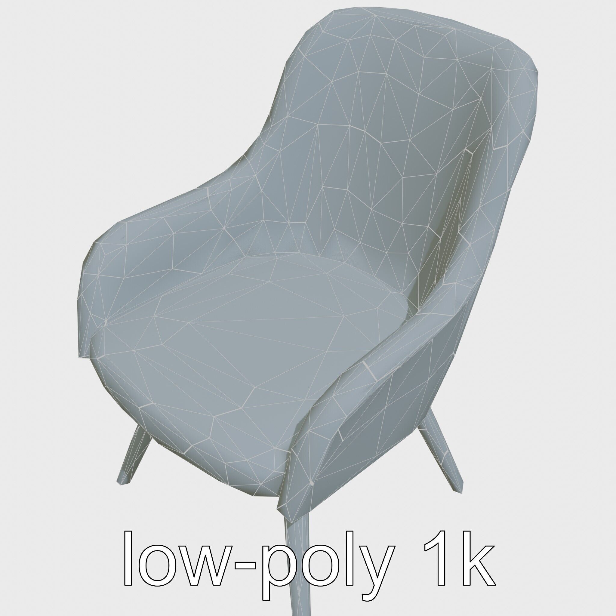 Comical Chair with Curved Backrest Low-poly 3D model_7