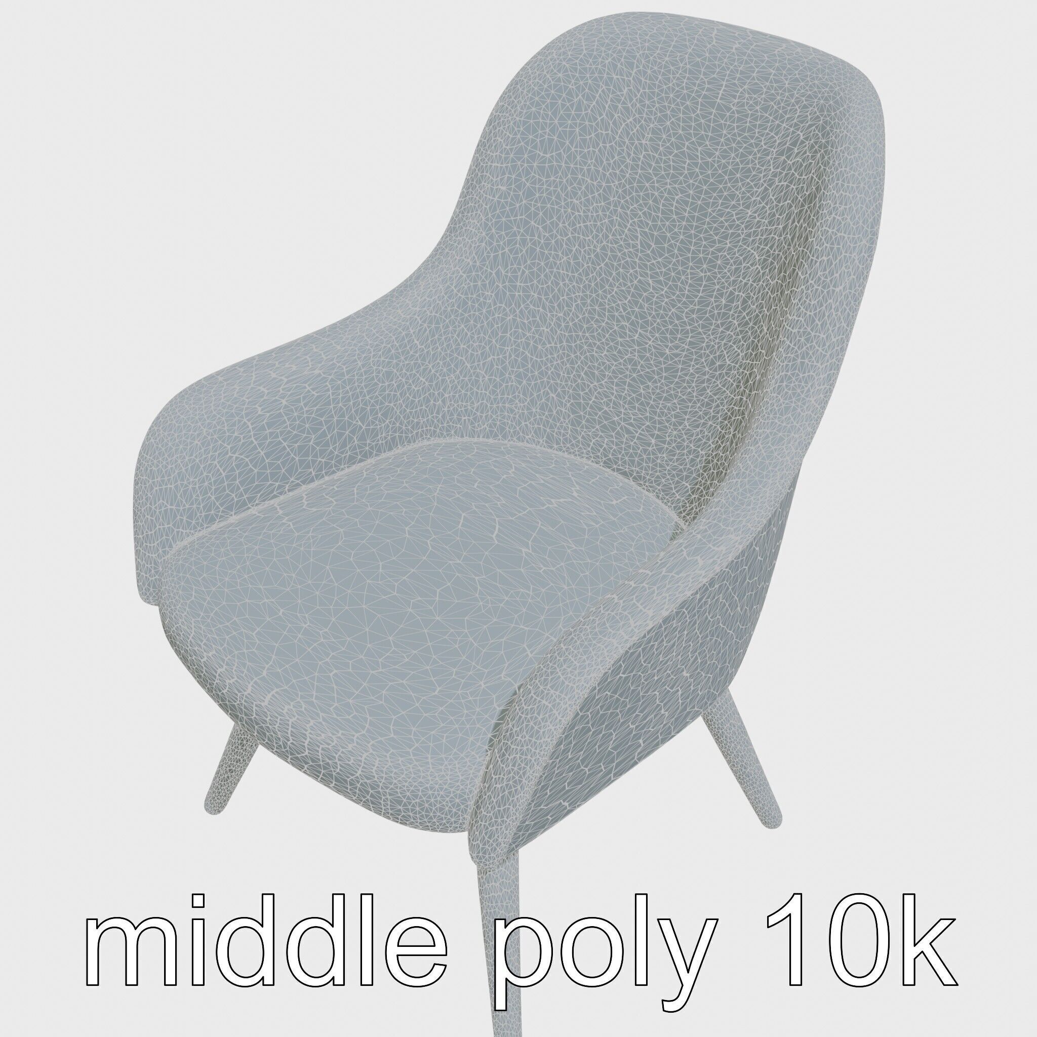 Comical Chair with Curved Backrest Low-poly 3D model_14