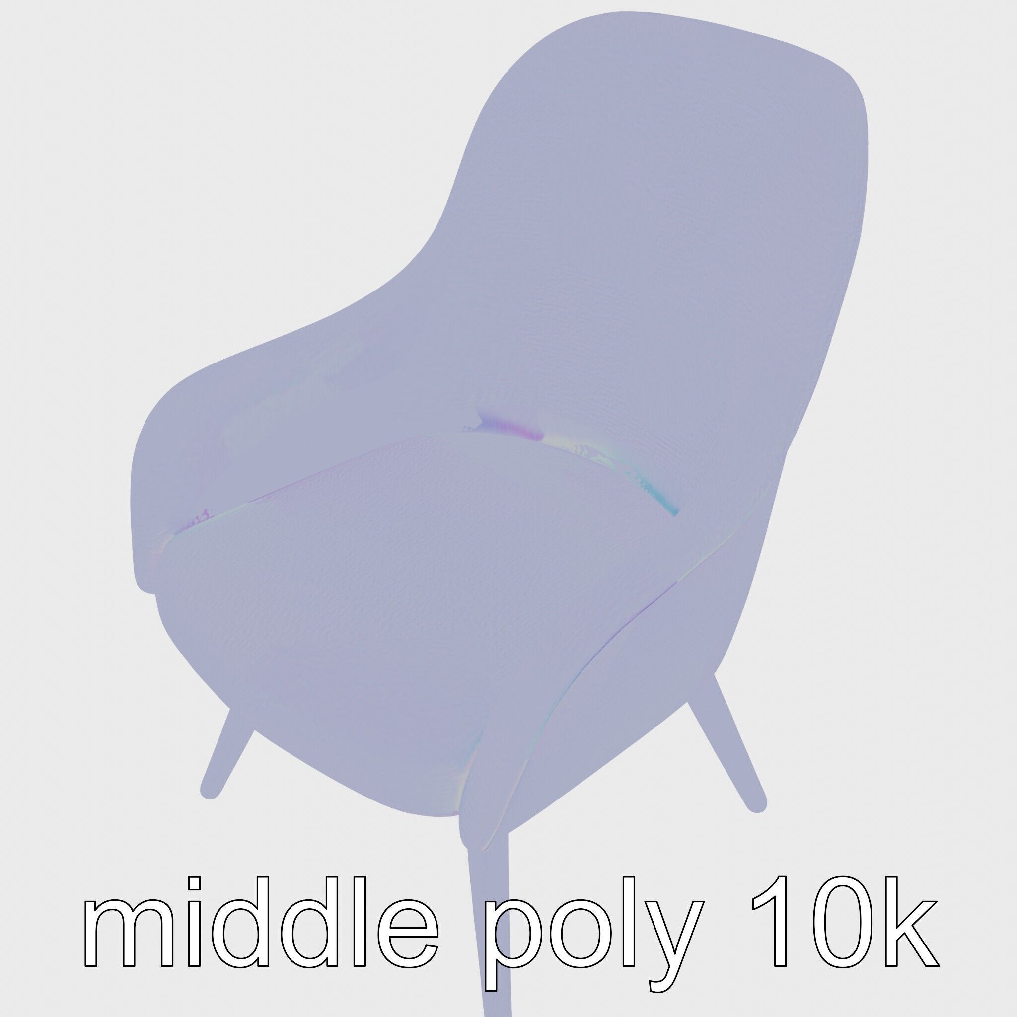 Comical Chair with Curved Backrest Low-poly 3D model_22