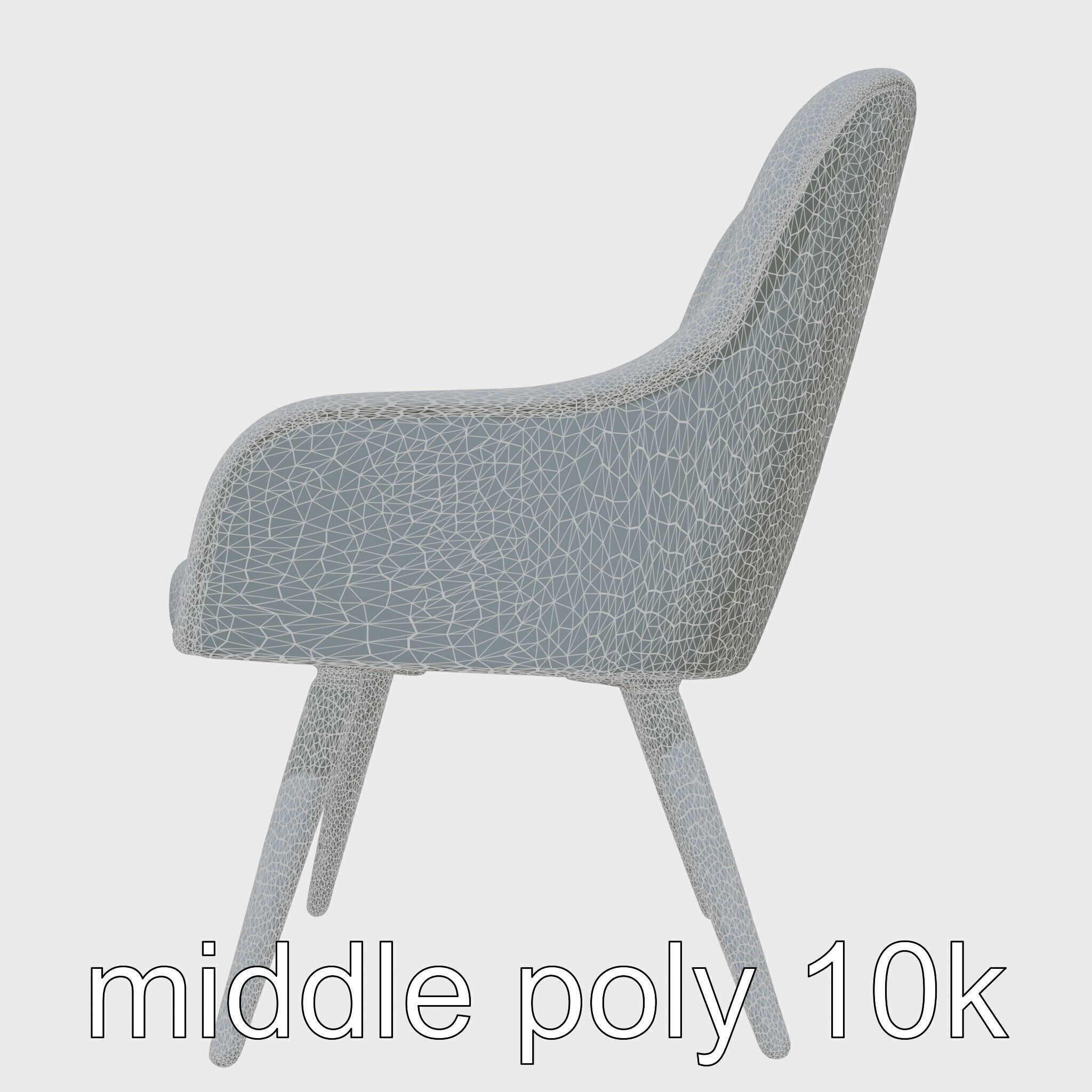 Comical Chair with Curved Backrest Low-poly 3D model_4