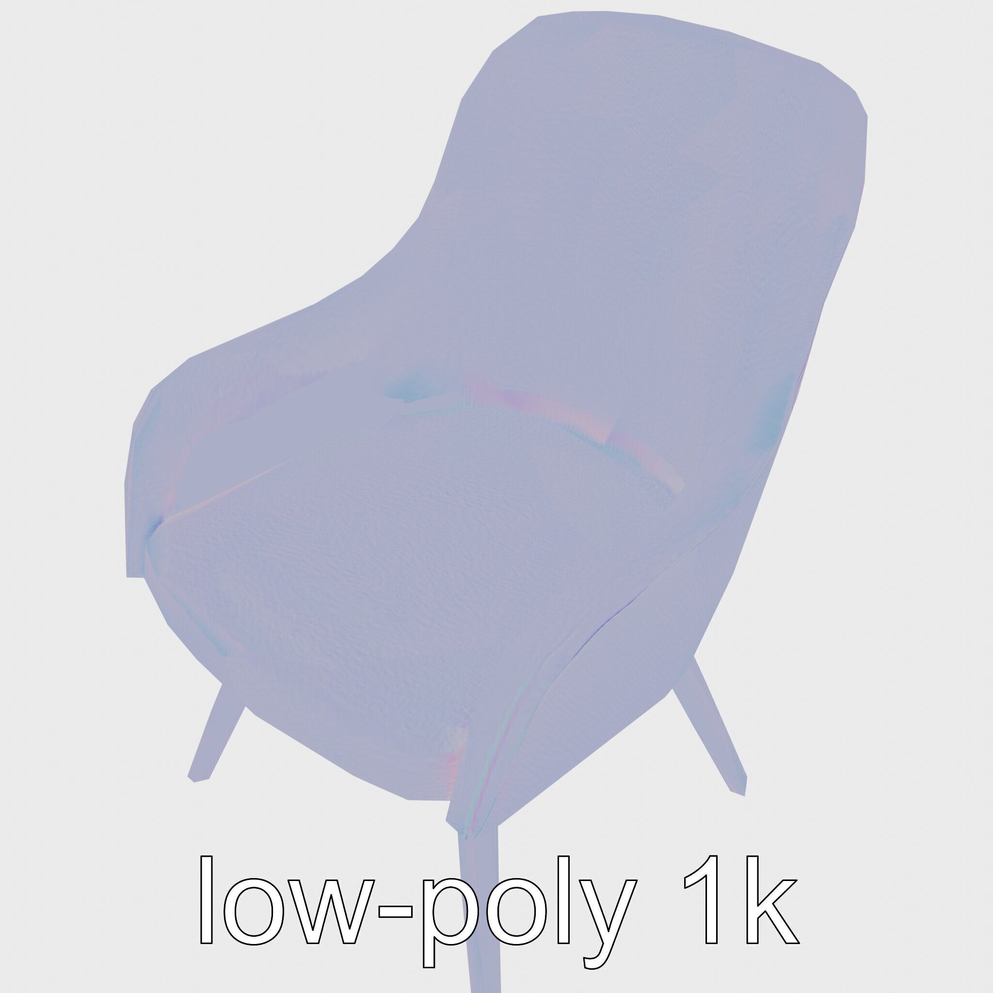 Comical Chair with Curved Backrest Low-poly 3D model_26