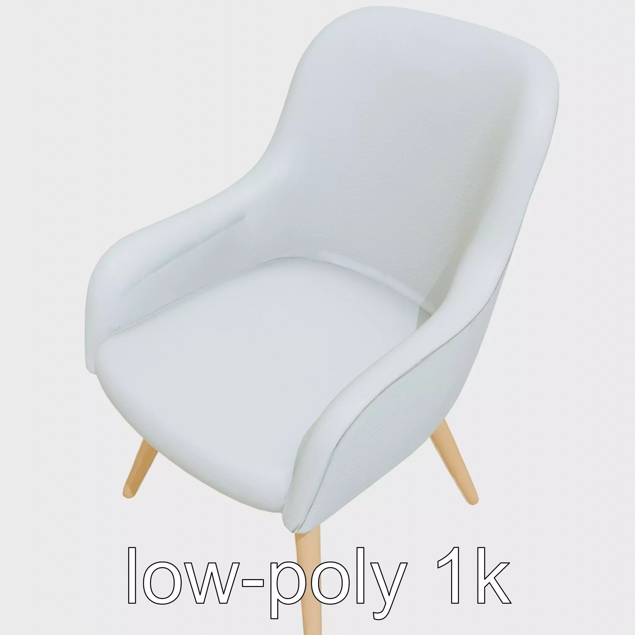 Comical Chair with Curved Backrest Low-poly 3D model_0