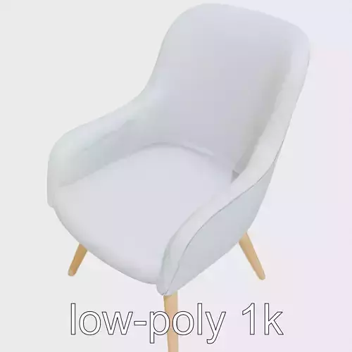Comical Chair with Curved Backrest Low-poly 3D model