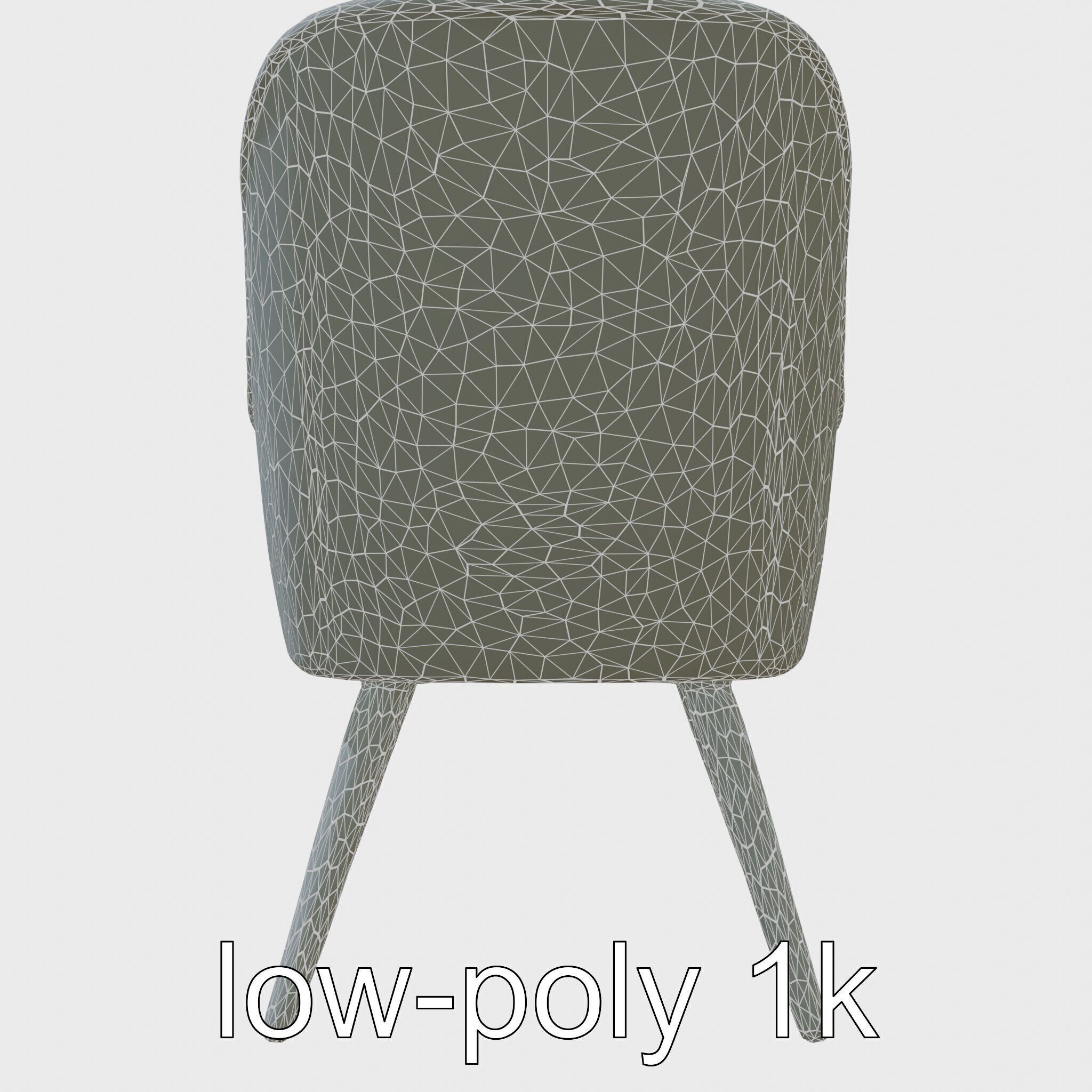 Comical Chair with Curved Backrest Low-poly 3D model_8