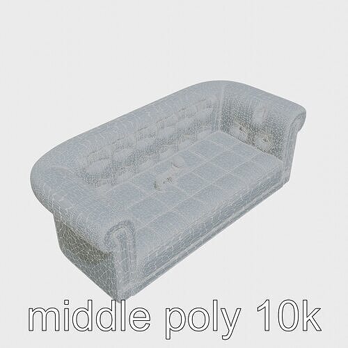 Vibrant Patterned Plush Sofa with Glossy Finish Low-poly 3D model 7