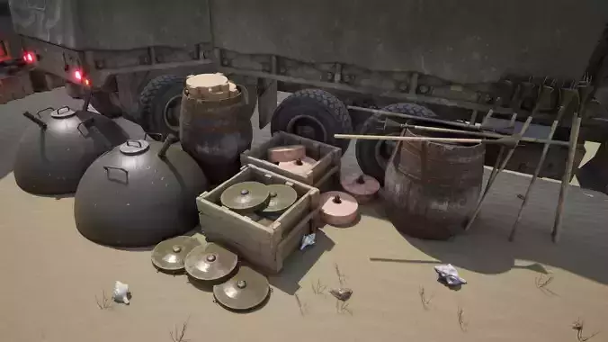 Japanese WW2 Mine Pack 3D Model Collection
