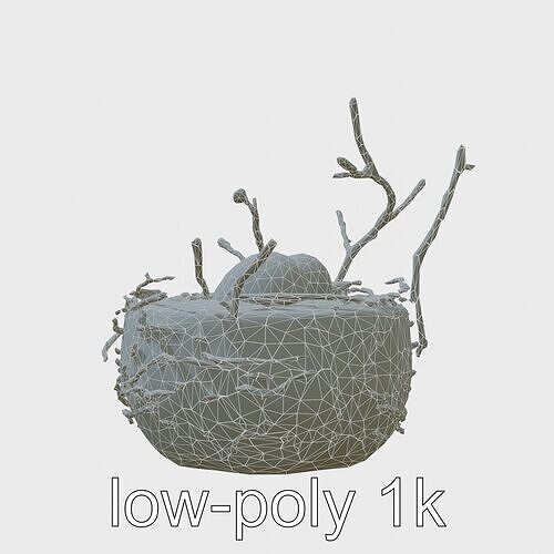 Bird Nest Lamp with LED Branches and Egg Bulbs Low-poly 3D model