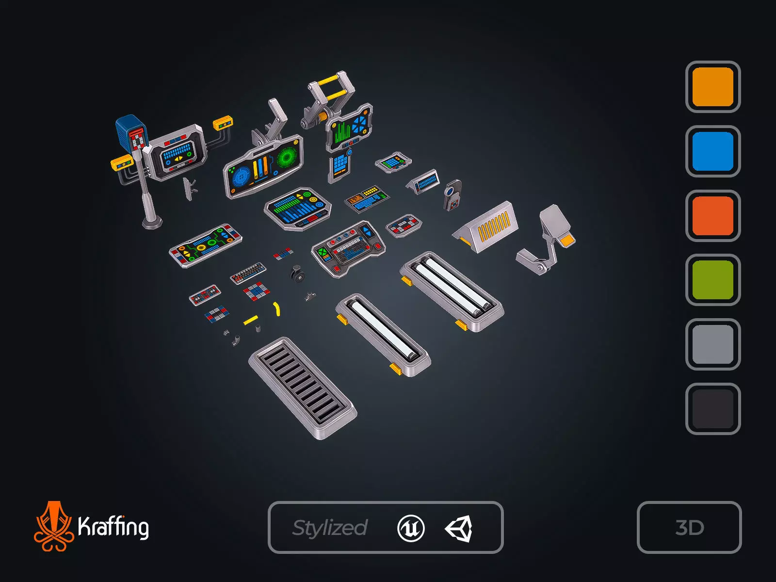 SCI-FI Props Console V1 Futuristic Control Panel Low-poly 3D model