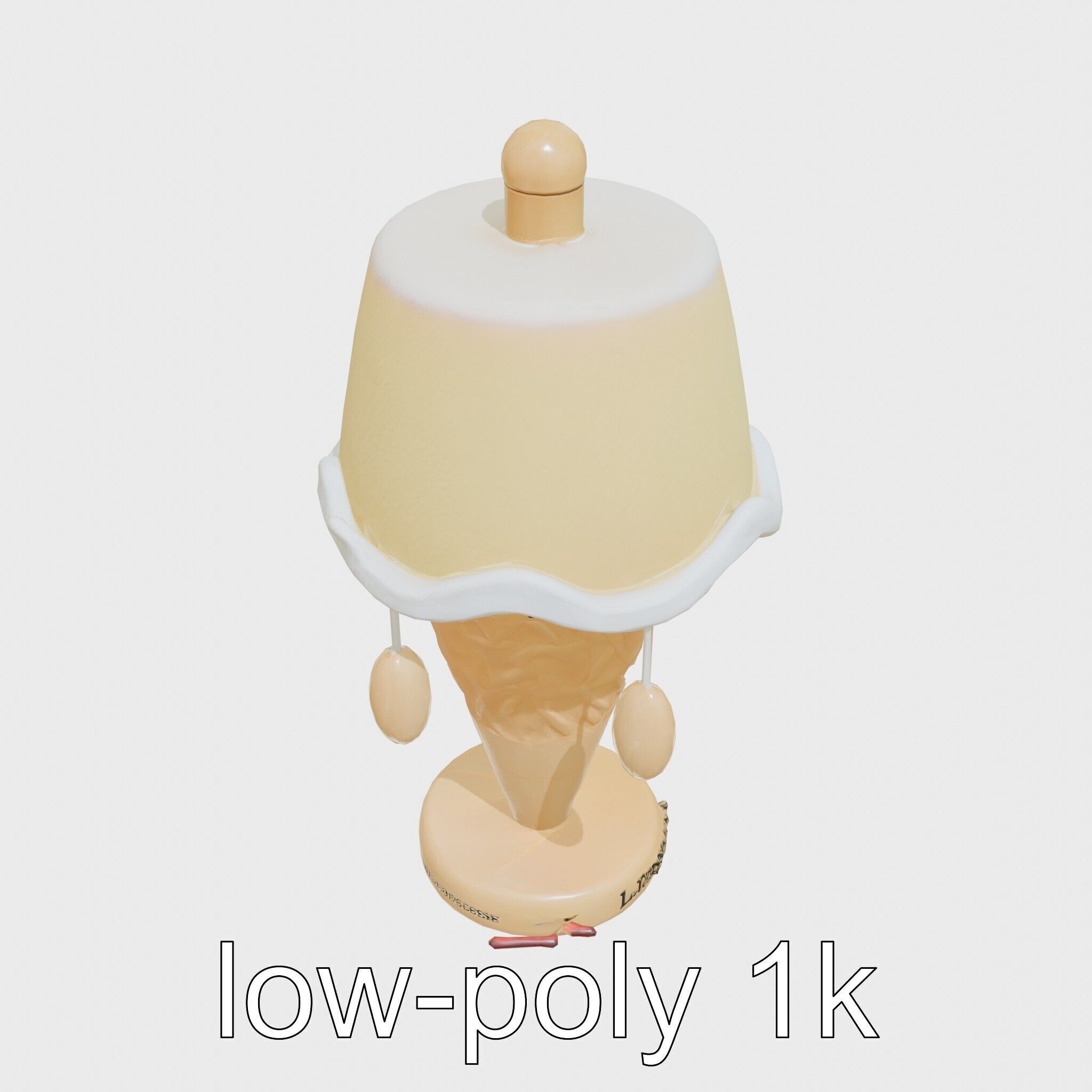 Ice Cream Cone Lamp Toy Style with Dripping Syrup Pendants Low-poly 3D model_11