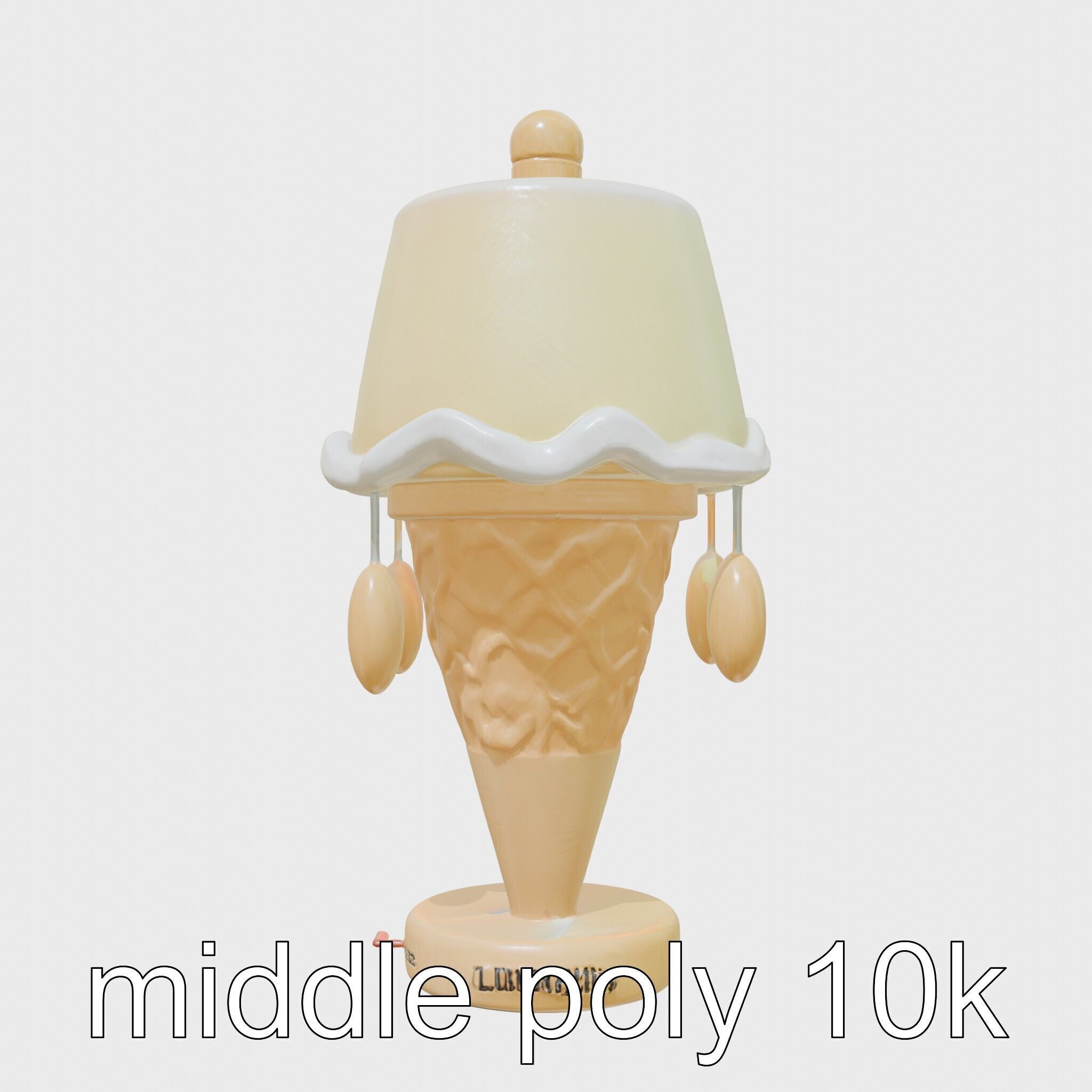Ice Cream Cone Lamp Toy Style with Dripping Syrup Pendants Low-poly 3D model_17