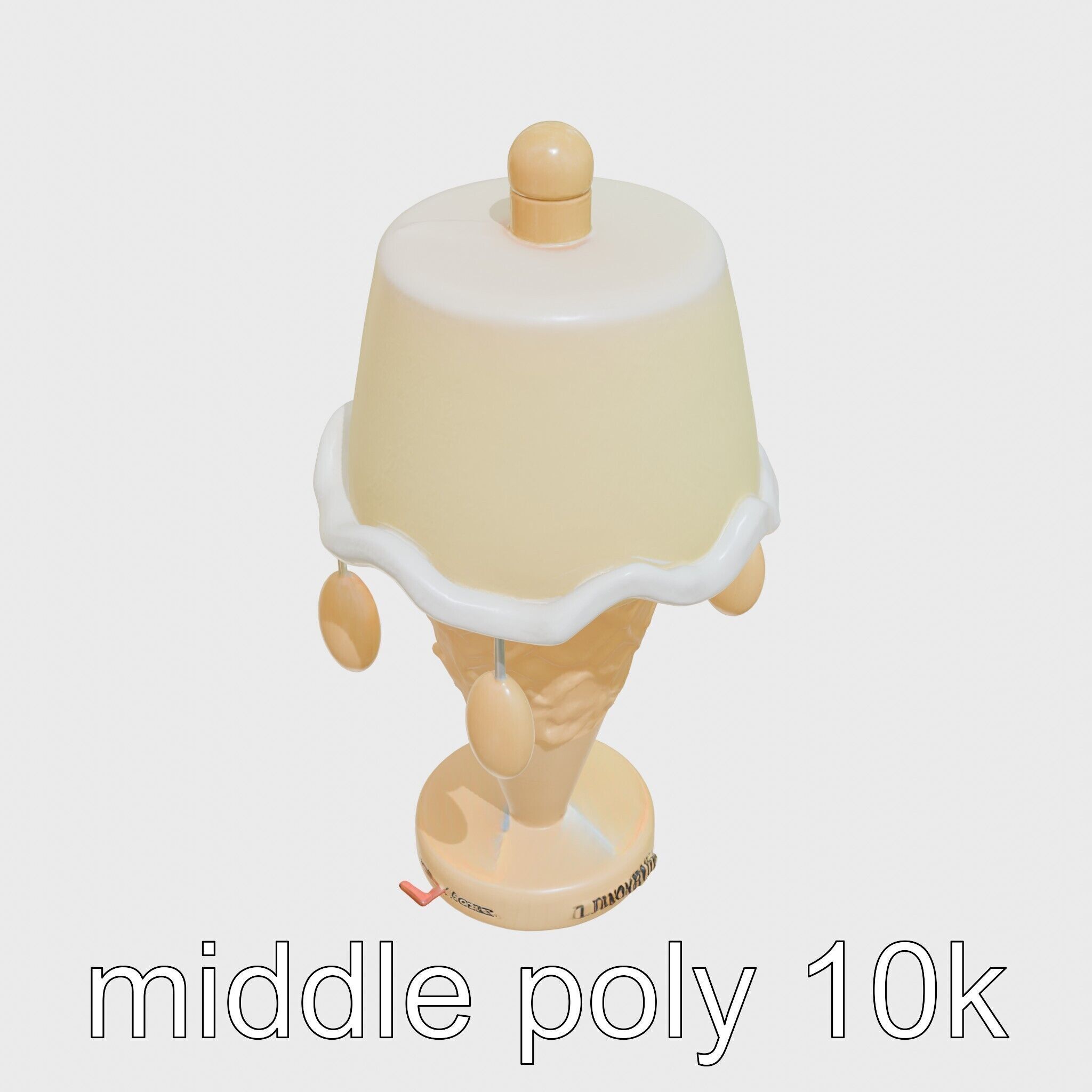 Ice Cream Cone Lamp Toy Style with Dripping Syrup Pendants Low-poly 3D model_7
