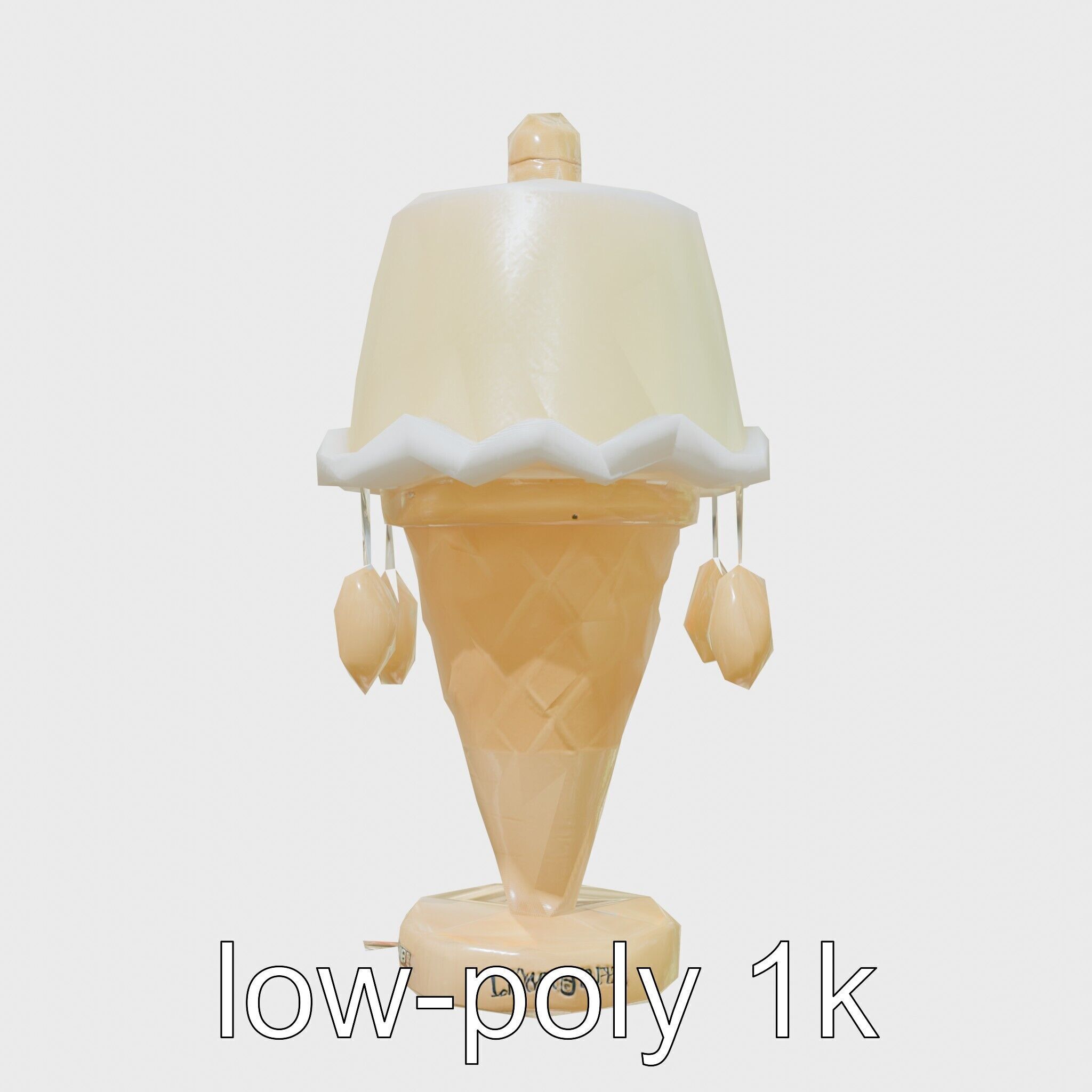 Ice Cream Cone Lamp Toy Style with Dripping Syrup Pendants Low-poly 3D model_10