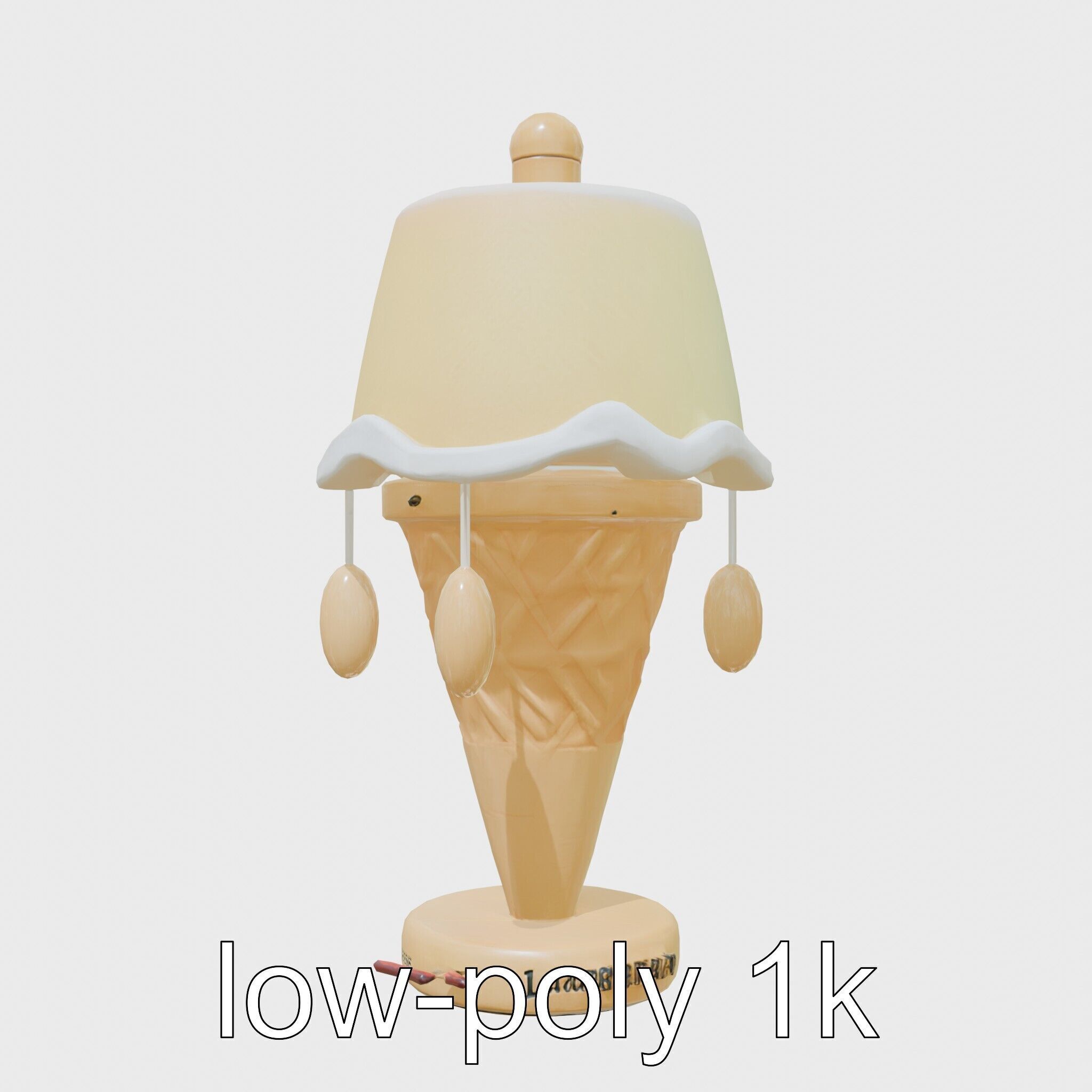 Ice Cream Cone Lamp Toy Style with Dripping Syrup Pendants Low-poly 3D model_28