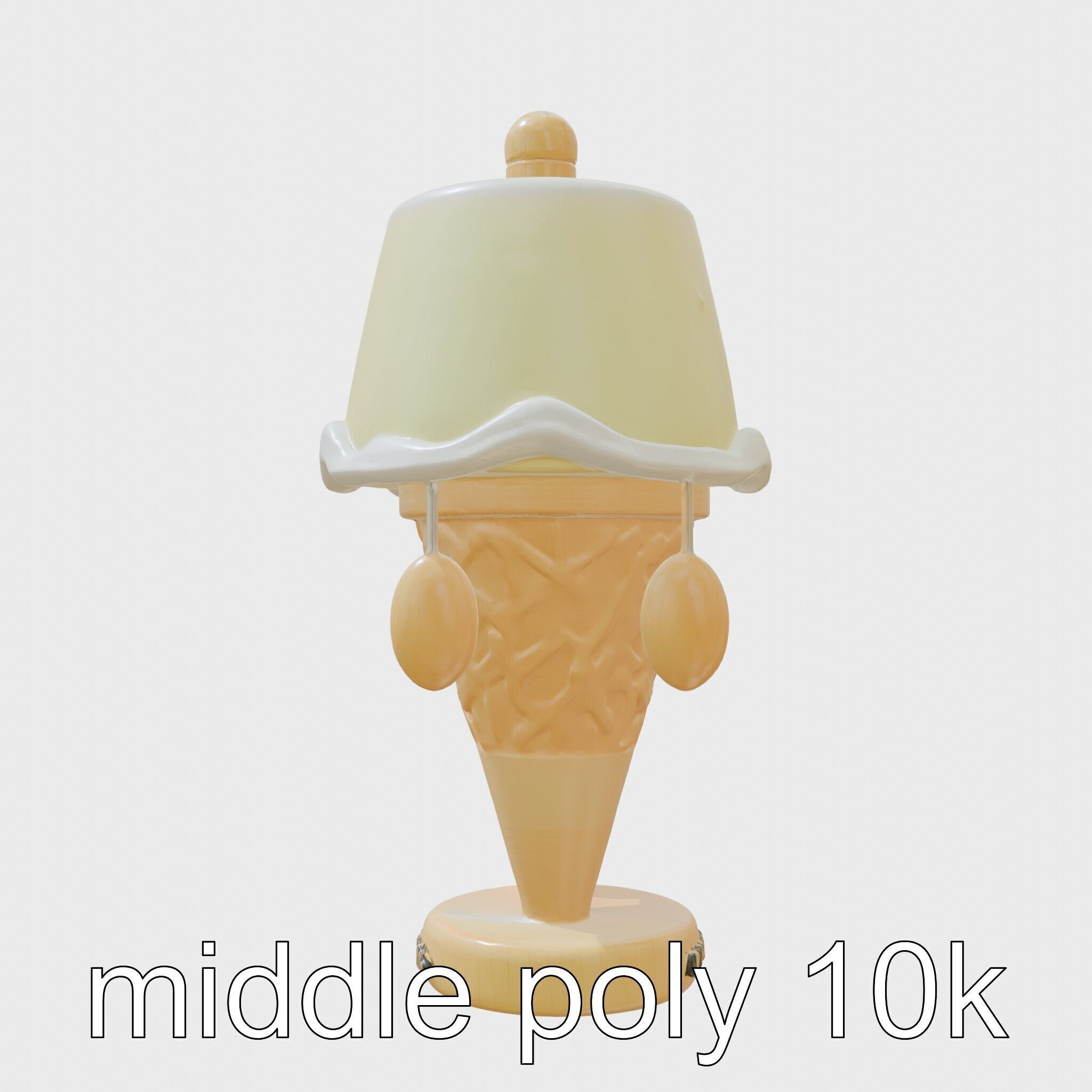 Ice Cream Cone Lamp Toy Style with Dripping Syrup Pendants Low-poly 3D model_4
